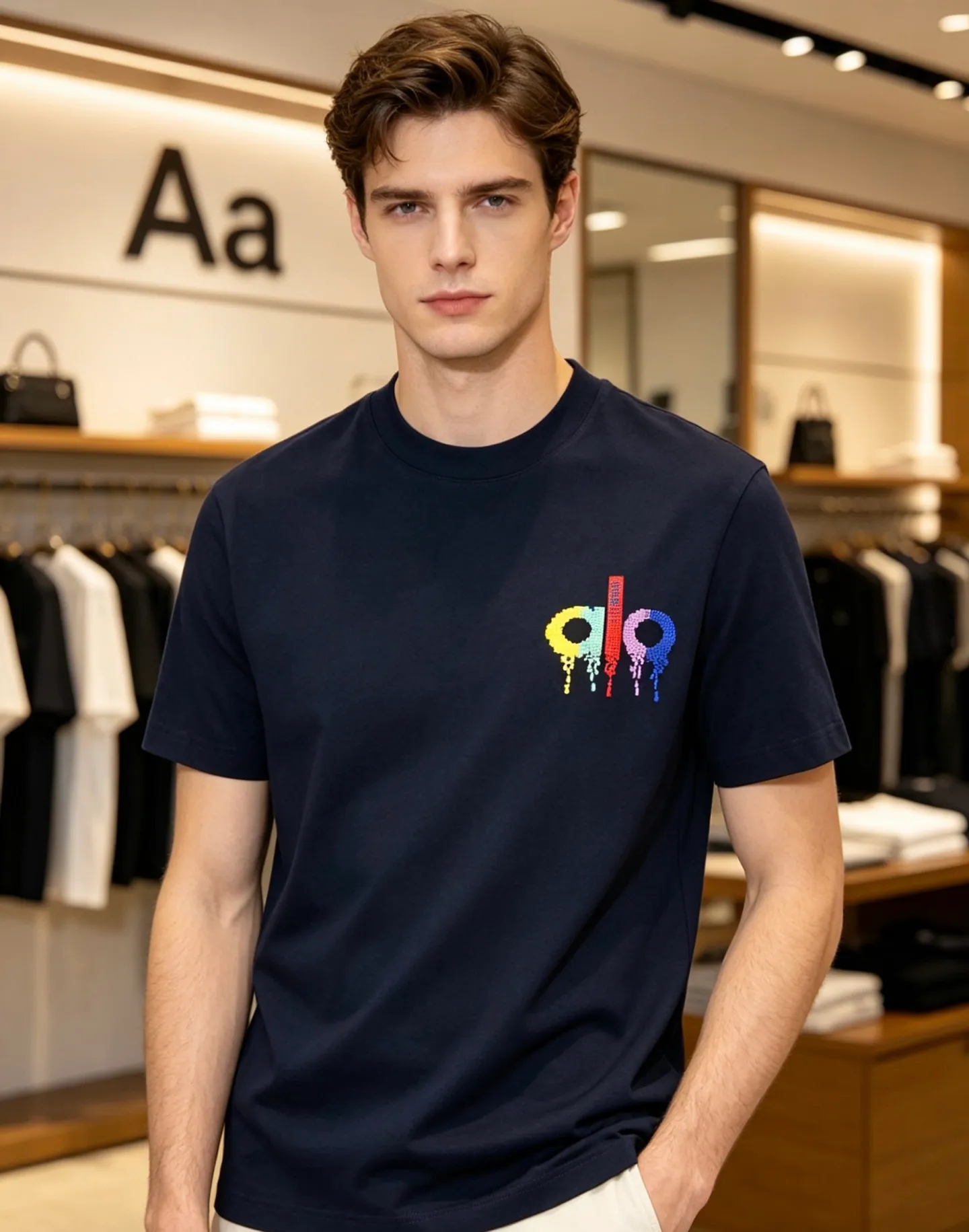 alo 2026 spring and summer New Arrival first counter New Arrival short-sleeved round neck T-shirt Premium customized design avant-garde and fashionable! Brand logo heavy craftsmanship design Premium customized cotton fabric. Soft to the touch. Comfortable to wear. Counter-level exquisite stitching. Fine workmanship. The upper body effect is incomparably handsome! A must-have for men and women Color: Black White Sizes: M to 3XL
