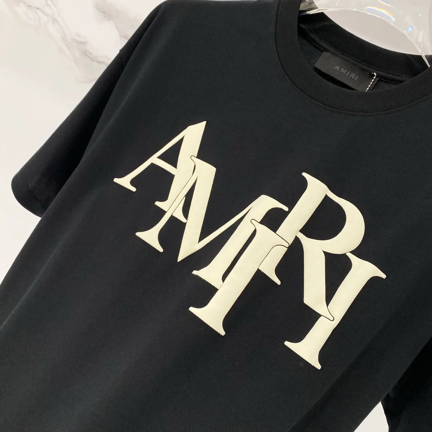 AMIRI/ - T LOGO Quality 100 ％ Versatile Size:XS-L :Black.White.Light Green