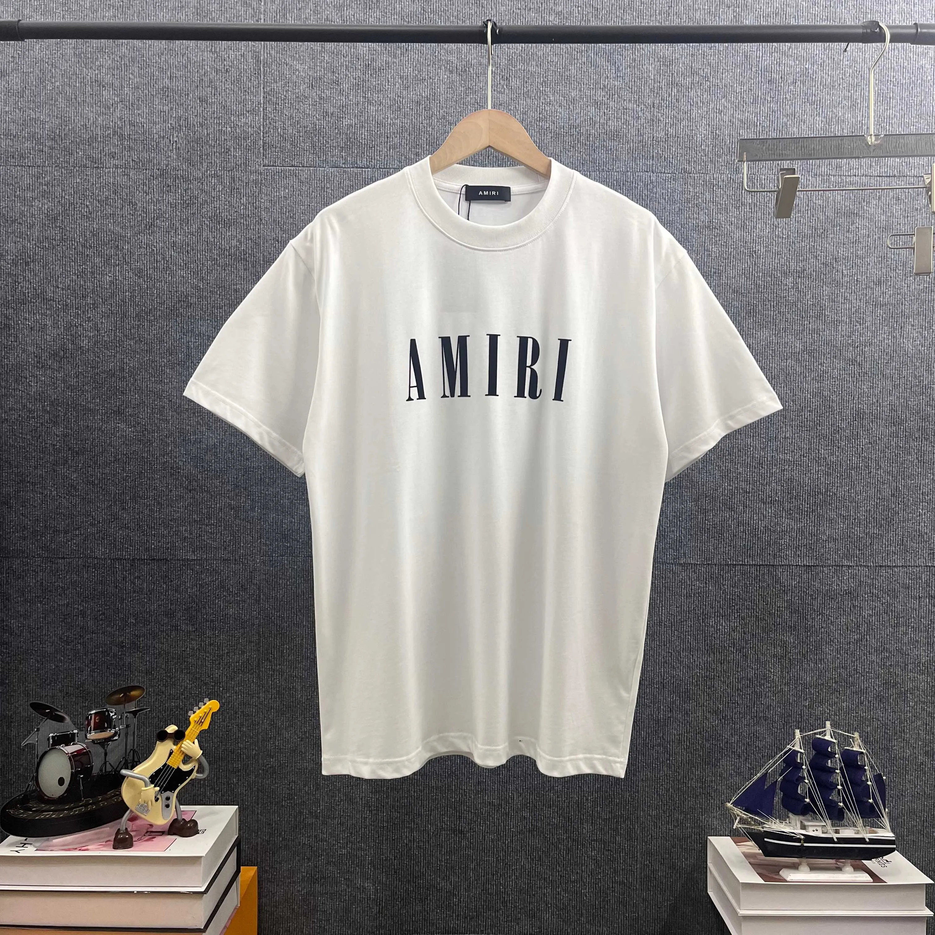 Ami*Emi*er 2026 early spring and summer New Arrival Classic letter flocking technology Double yarn custom plain cotton fabric Short-sleeved T-shirt Men and women Same Style Color: Black White Size: S (90-130 pounds) M (120-150 pounds) L (140-165 pounds) XL (160-180 pounds) XXL (180 pounds)