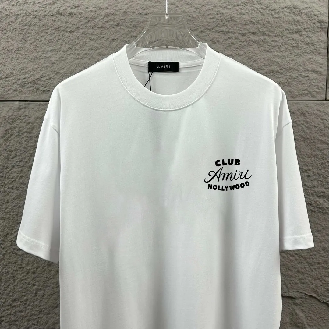 Amiri*Emile 2026 Early Spring and Summer New Arrival Customized plain cotton double yarn fabric Short-sleeved T-shirt Classic letter pyrography process Men and women Same Style Color: Black White Size: S (90-130 pounds) M (120-150 pounds) L (140-165 pounds) XL (160-180 pounds) XXL (180 pounds)