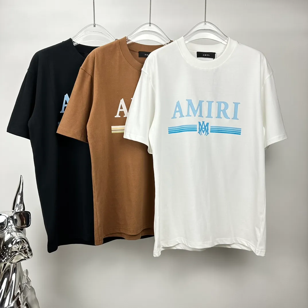 AMIRI 2024New Arrival logo T Same Style Quality😘😘 ➕ Versatile T 👍 ：Black、Brown、White Size：S-2XL