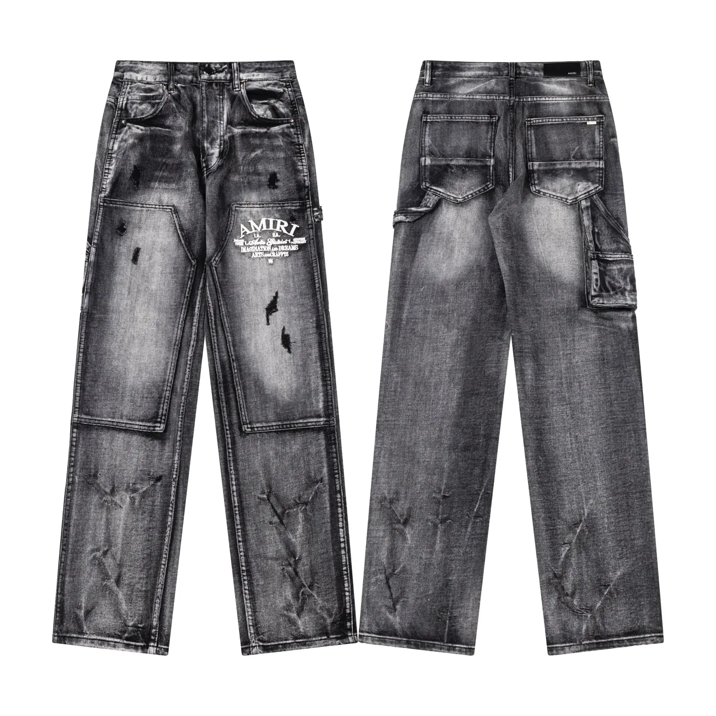 135 AMIRI Retro ， + ！ ， ， ， T 。 Quality ，Wear-Resistant Breathable， ， ！ ： # ：Black Blue Size：28 30 32 34 36