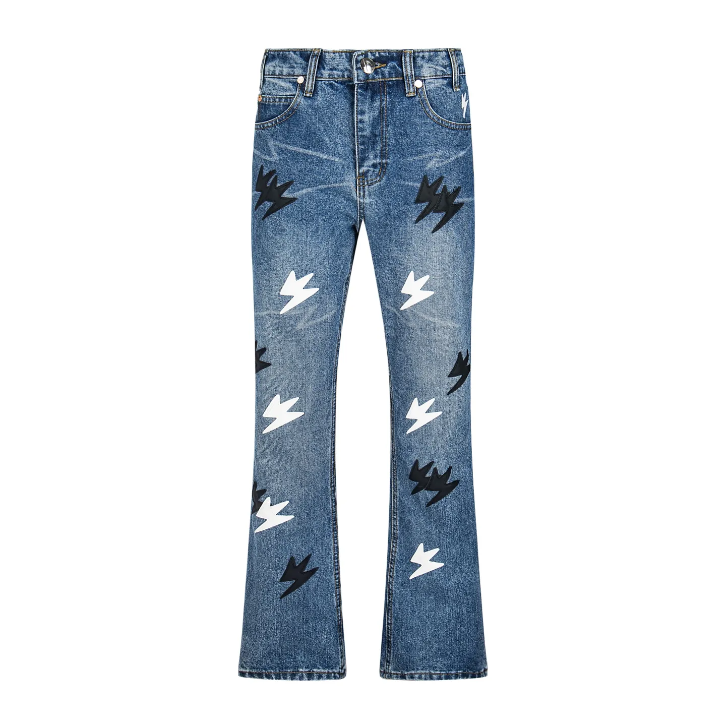140 Amexnocap 2055 Internet celebrity New Arrival lightning Black White patchwork leather couple jeans Same Style for men and women. Same style. Styles with different wash textures are very friendly to people with thin legs and thick legs. The straight version is very flattering to the leg shape. The moderate length is timeless and easy to match. It has the basic styling foundation for various styles and is a must-have in the wardrobe! The fabric is stiff but also makes the upper body soft without losing texture. The washing process is even more perfect. It is a must-have item for everyone! ! ! Washed wheat, hang tag, trouser label, three labels complete Style number: # Color: blue Size: 28 30 32 34 36