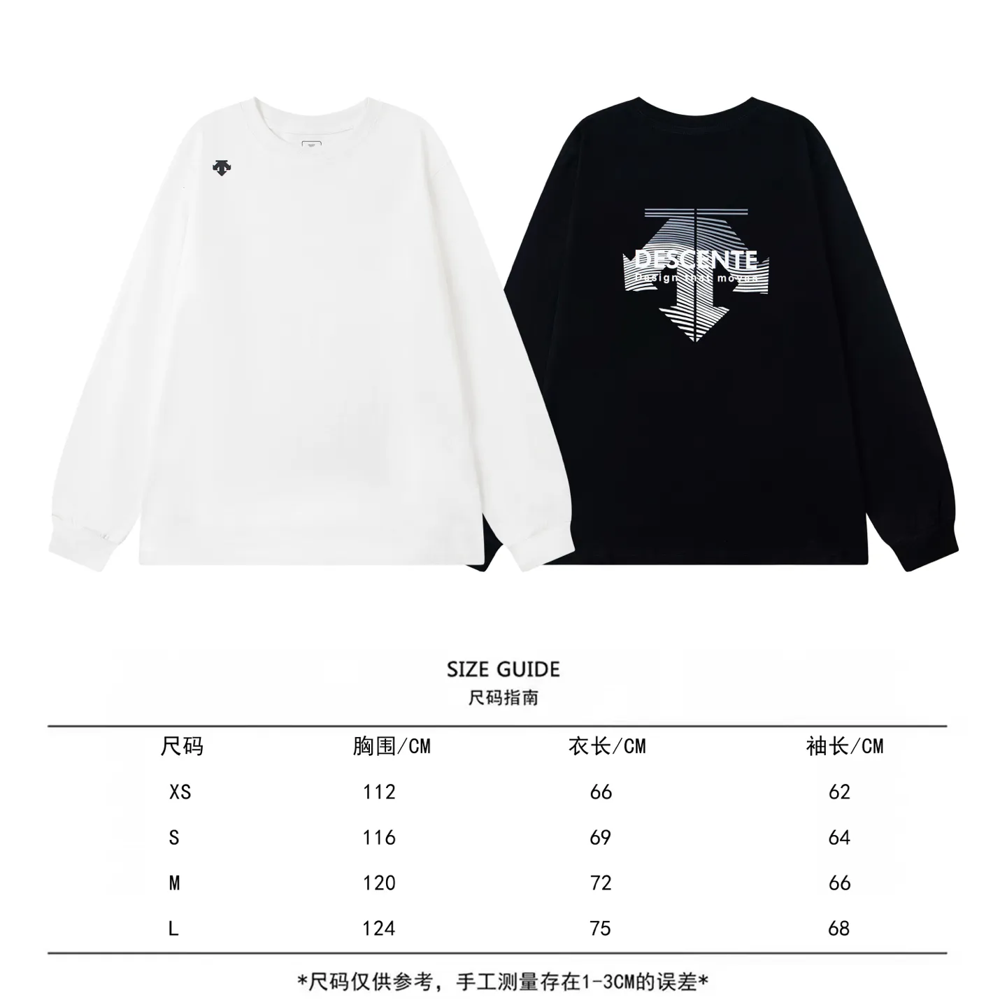 DESCENTE Series 32s Classic Same Style ：Black White Size：XS L