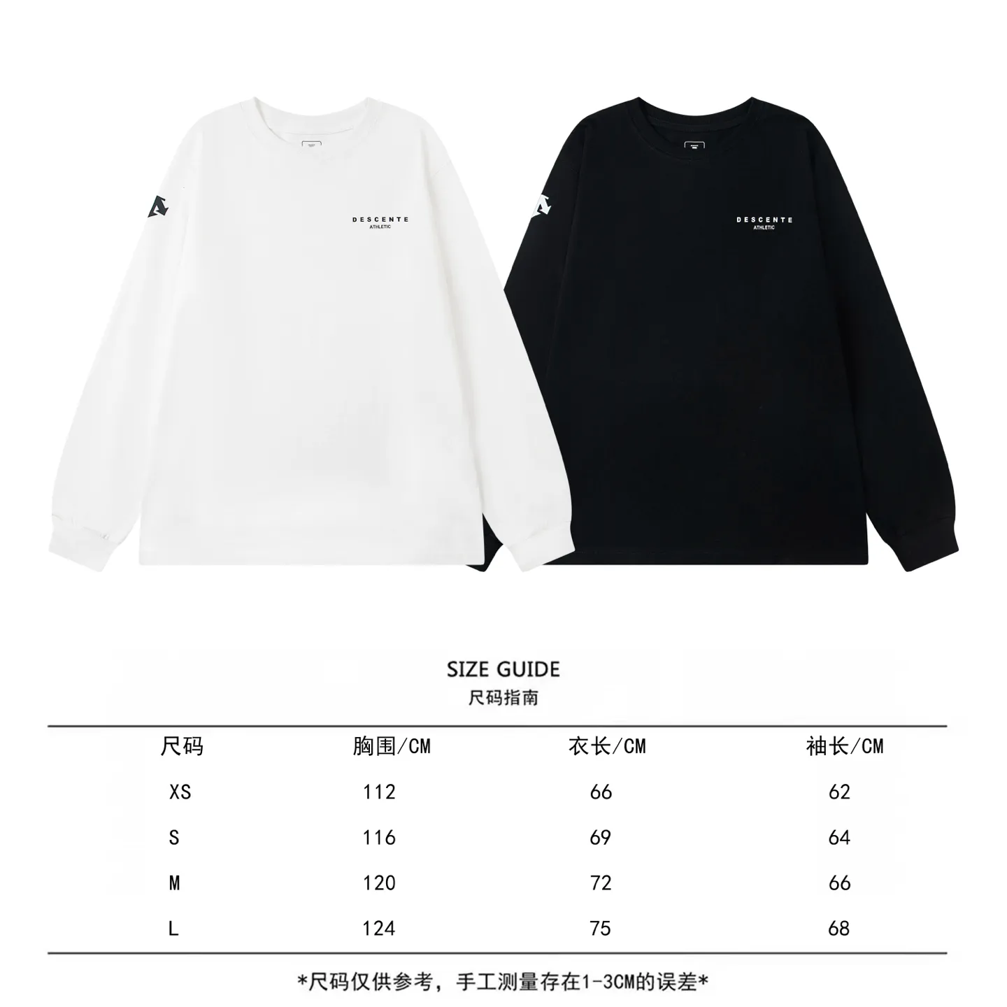 DESCENTE Series 32s Classic Same Style ：Black White Size：XS L