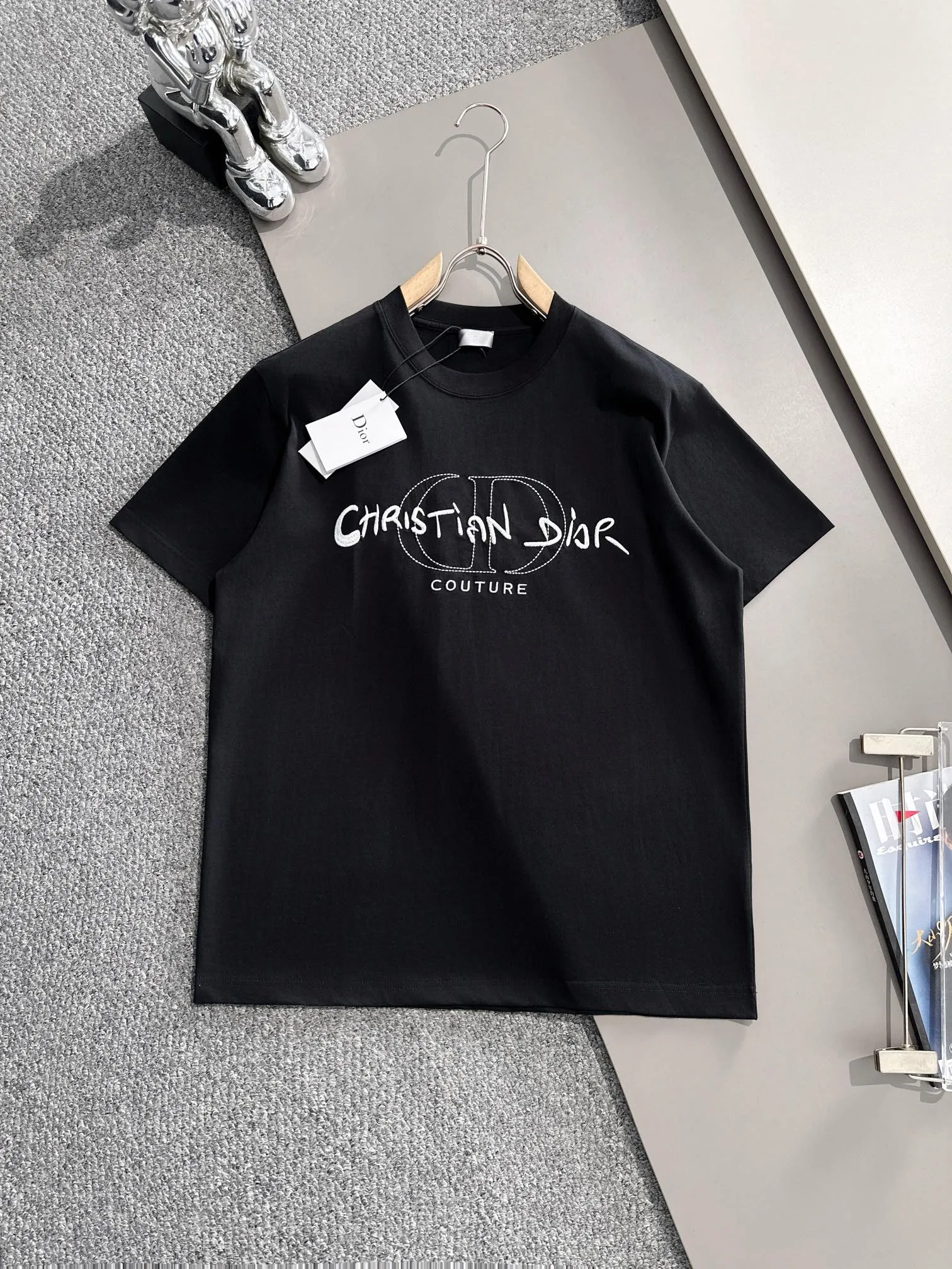 （ ） Dior 2025New Arrival logo Same Style t 100％ 32 ：Black Size：XS S M L