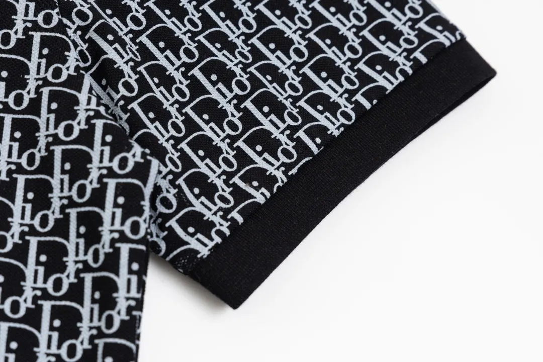 Dior Classic CD Logo ， Retro Same Style Polo Versatile : Black Size：M-3XL