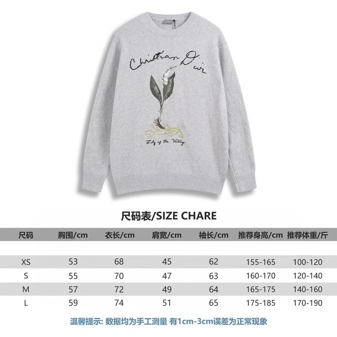 Quality DR/2024ss New Arrival ， Christian Dior Lily of the Valley ， 。 Gray ， 、 。 Classic ， ， ， ， 。 Sizes：XS S M L