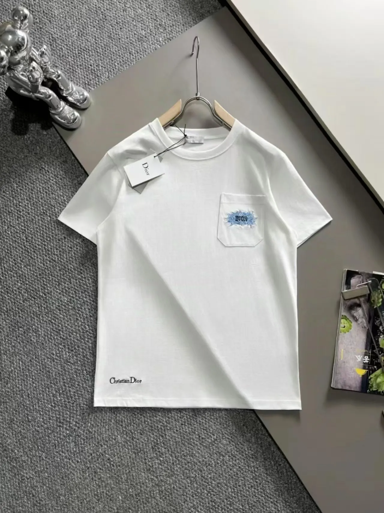 （ ） Dior 2025New Arrival logo Same Style t 100％ 32 ：White Size：XS S M L