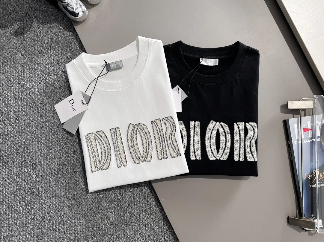 （ ） Dior 2025New Arrival logo Same Style t 100％ 32 ：White Size：XS S M L