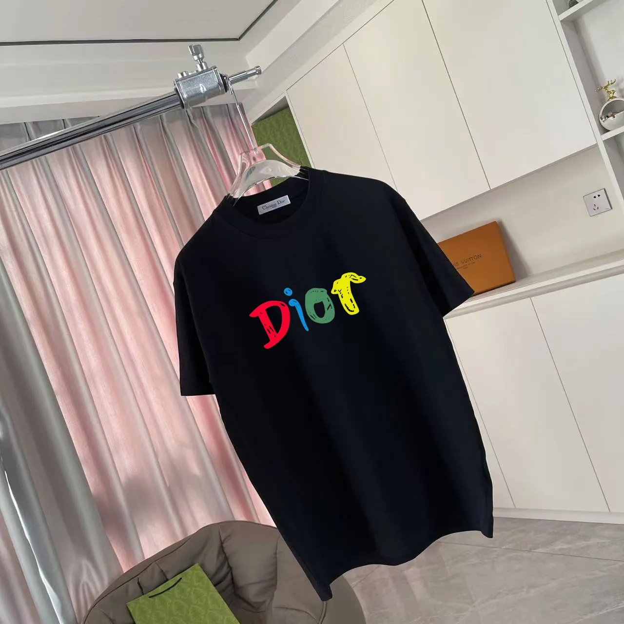 Dio 2025 New Arrival logo T g Same Style ：Black White Pink Green Purple Size: S M L XL XXL