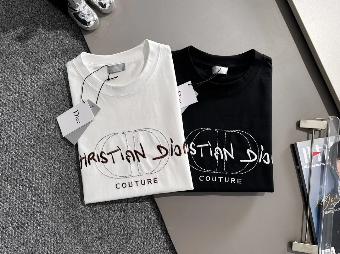 （ ） Dior 2025New Arrival logo Same Style t 100％ 32 ：White Size：XS S M L