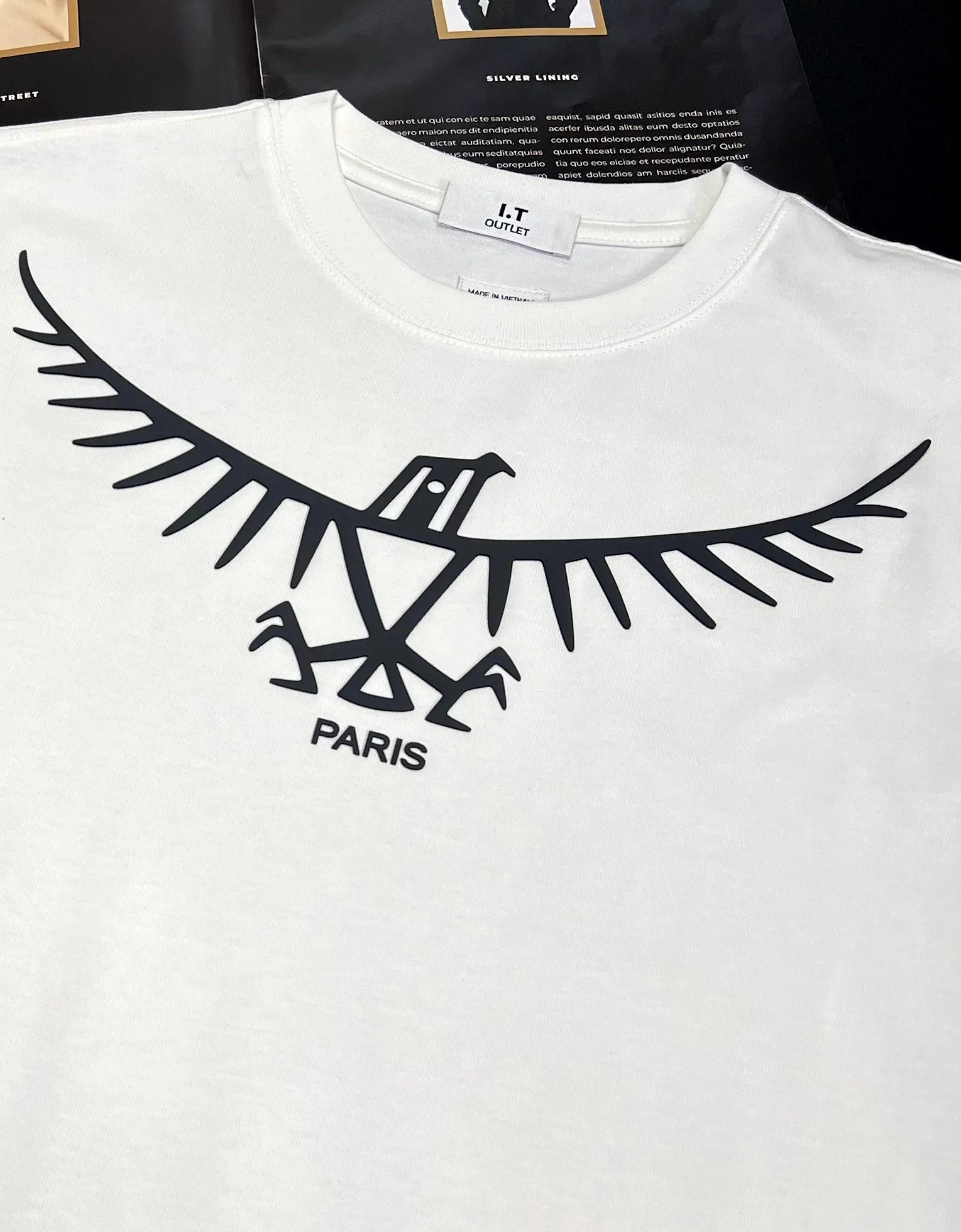 Spring and summer pure cotton weight double yarn plain short sleeves logo: EA Armani Process: silicone Color: black/white Sizes: XS~L