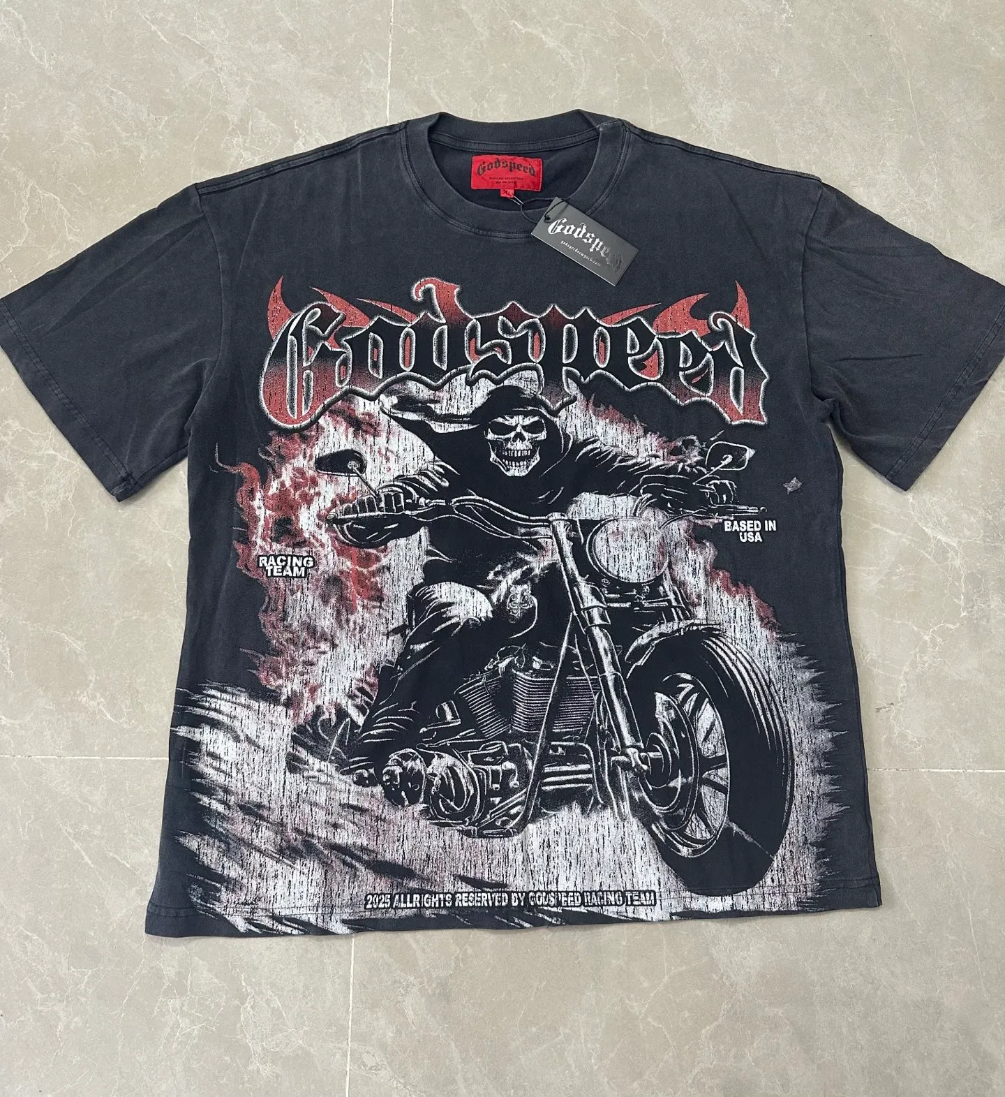 6325# Black ｜ In Stock （new） Godspeed Retro T（ ） （fabric）：32 Sizes（size）：S-M-L-XL （colour）： Black