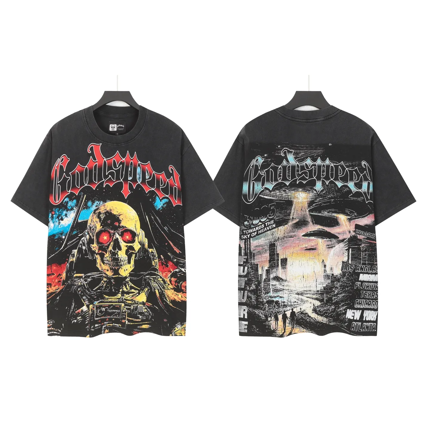 6096# Black I Godspeed Retro T（ ） （fabric）：32 Sizes（size）：S-M-L-XL （colour）： Black
