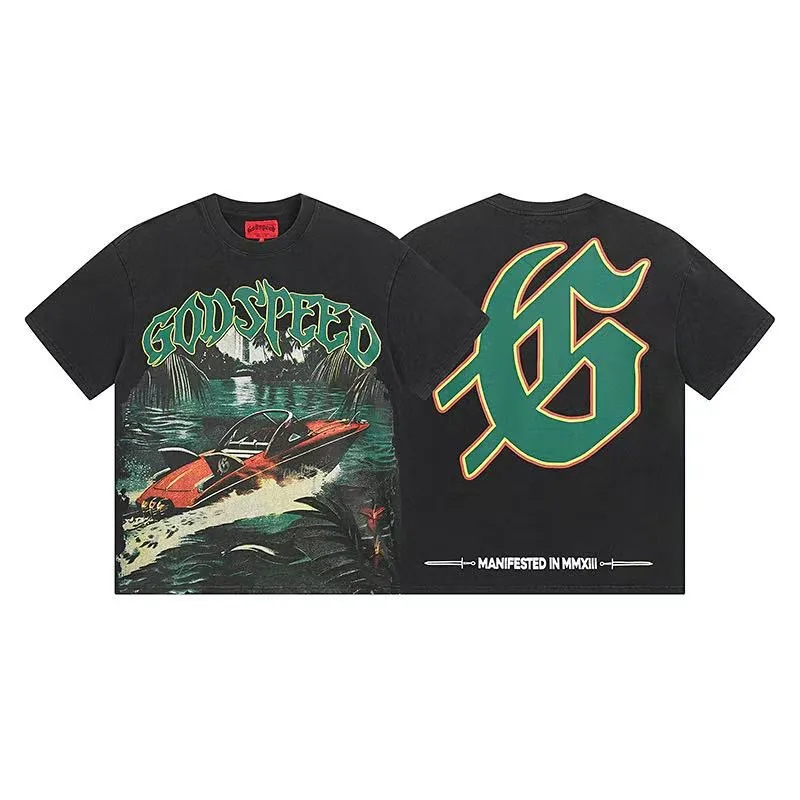 6047# Black｜ Godspeed Retro T（ ） （fabric）：32 Sizes（size）：S-M-L-XL （colour）： Black 👉
