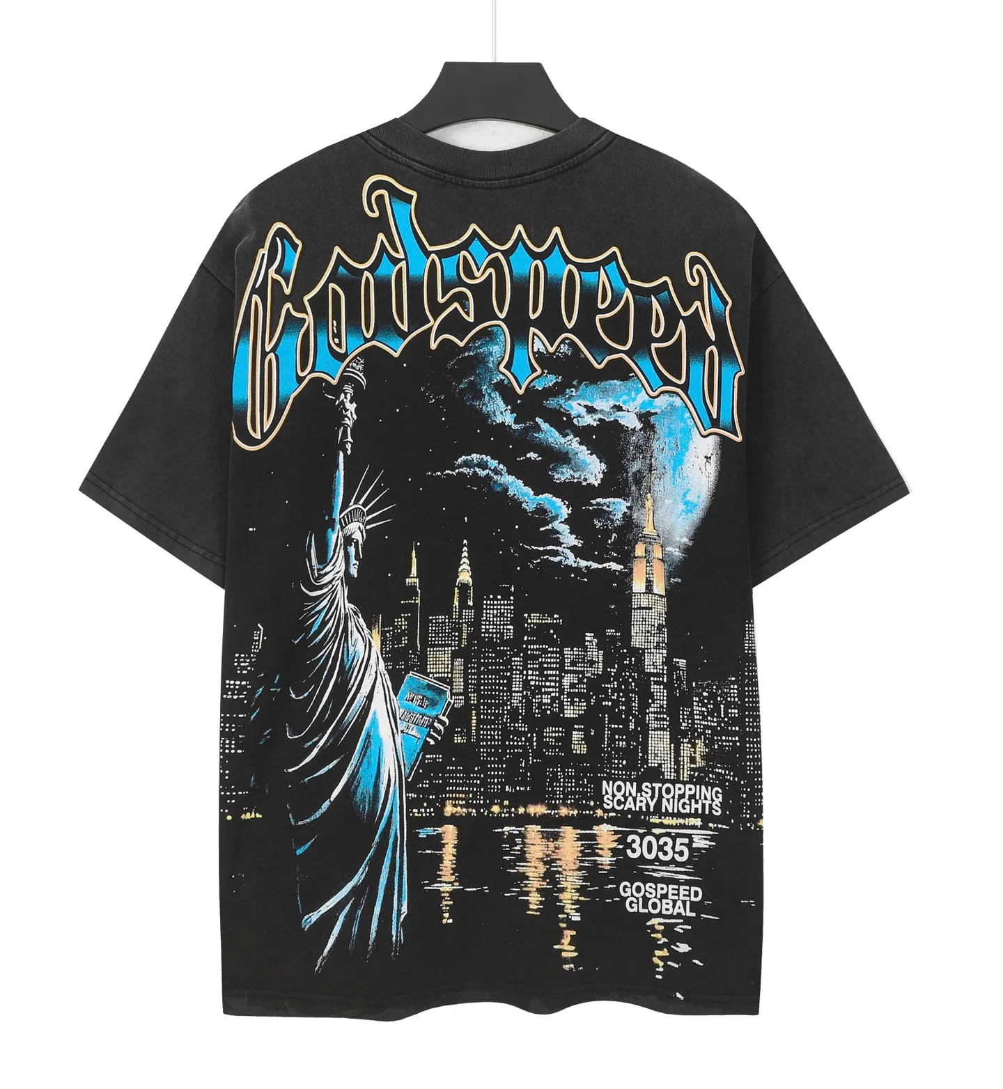 6105# I Godspeed Retro T（ ） （fabric）：32 Sizes（size）：S-M-L-XL （colour）： Black