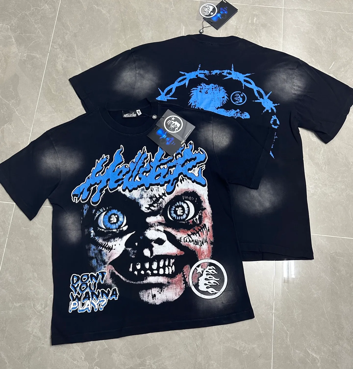 111# Black （ ）｜ In Stock Hellstar T （fabric):32 Sizes（size）：S-M L X L （colour）： Black（ ）