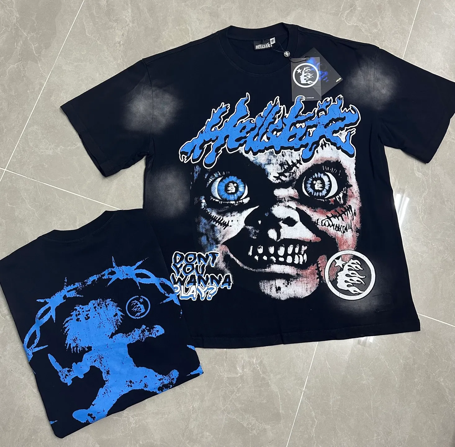 111# Black （ ）｜ In Stock Hellstar T （fabric):32 Sizes（size）：S-M L X L （colour）： Black（ ）