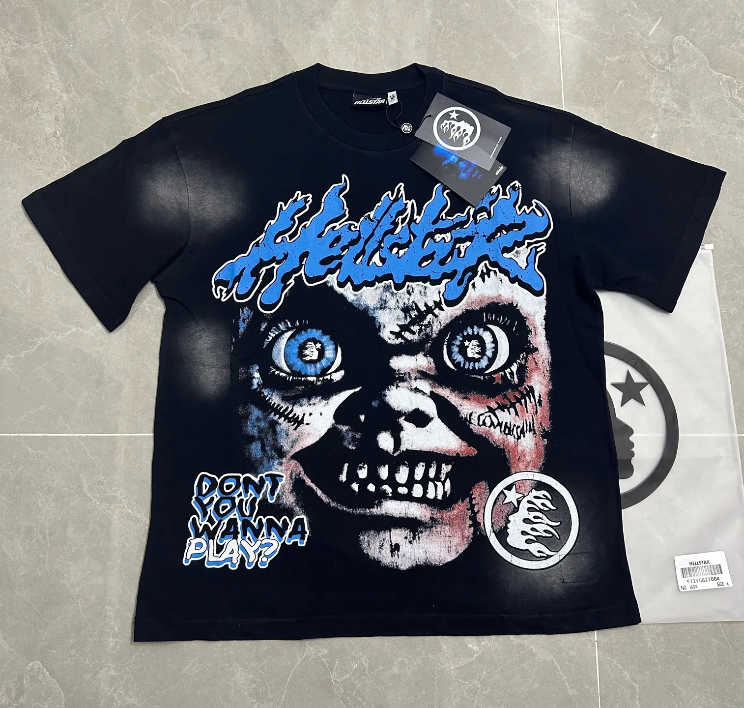 111# Black （ ）｜ In Stock Hellstar T （fabric):32 Sizes（size）：S-M L X L （colour）： Black（ ）