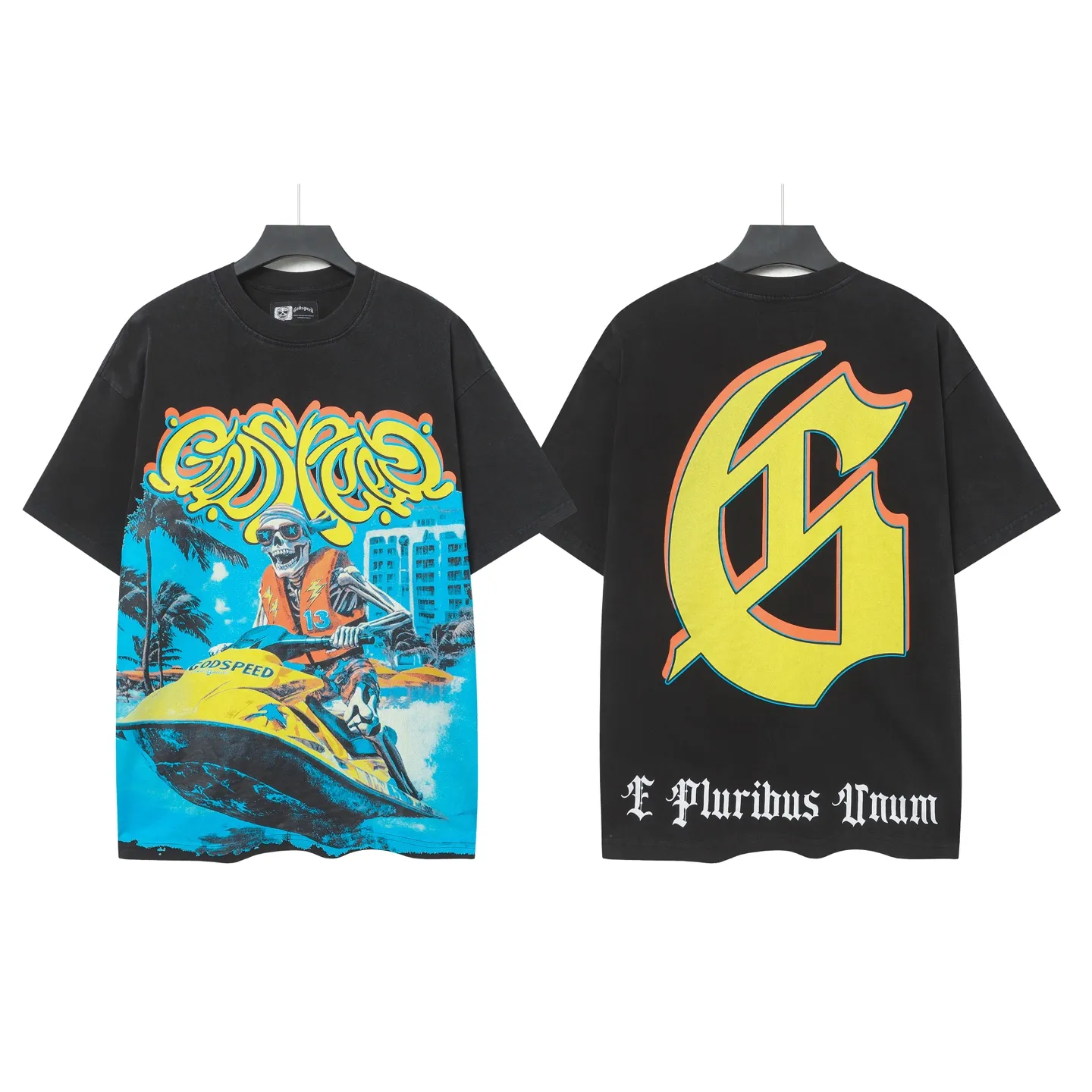6081# Black ｜ Godspeed Retro T（ ） （fabric）：32 Sizes（size）：S-M-L-XL （colour）： Black 👉 👉