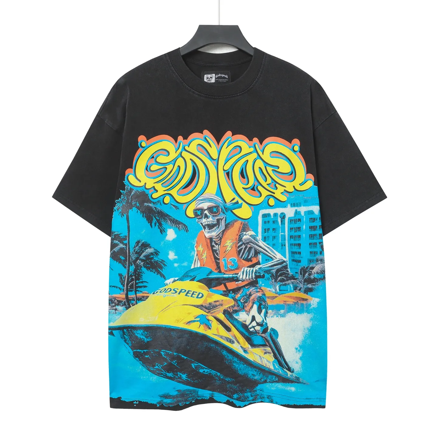6081# Black ｜ Godspeed Retro T（ ） （fabric）：32 Sizes（size）：S-M-L-XL （colour）： Black 👉 👉