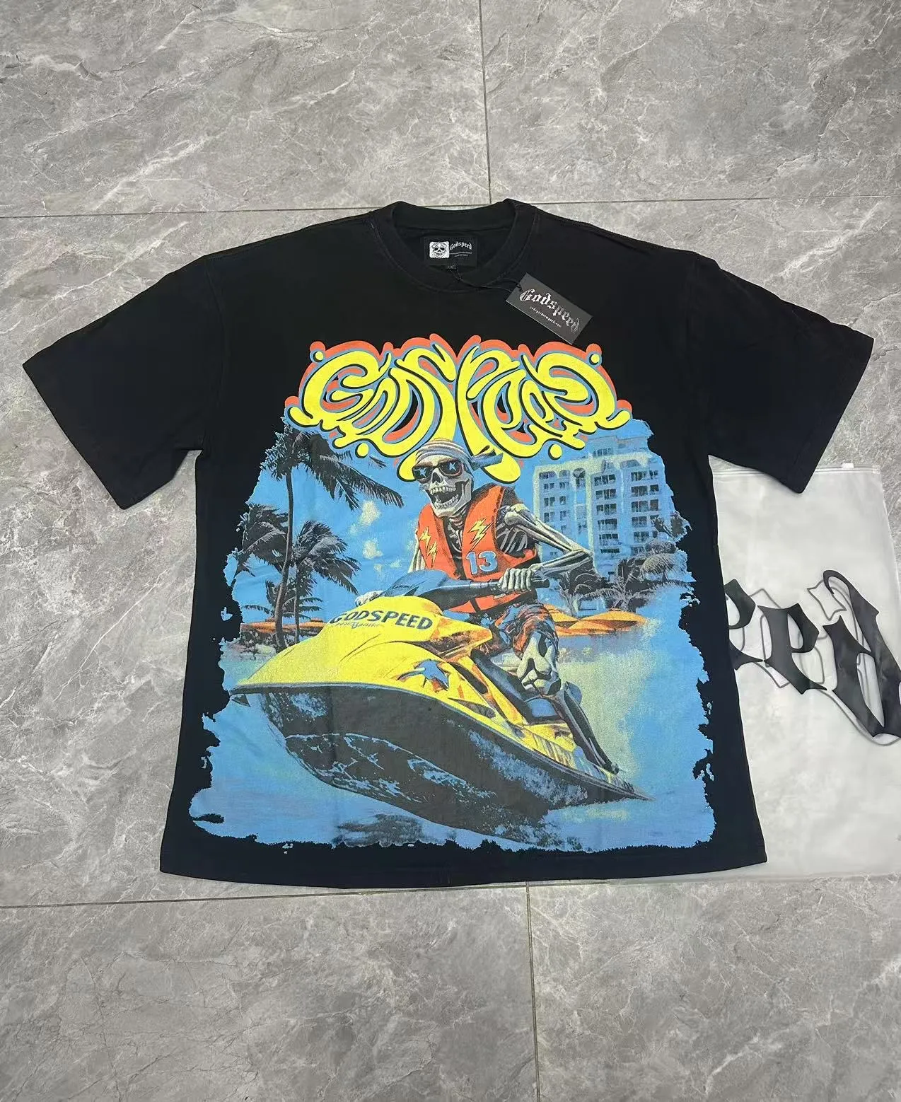6081# Black ｜ Godspeed Retro T（ ） （fabric）：32 Sizes（size）：S-M-L-XL （colour）： Black 👉 👉
