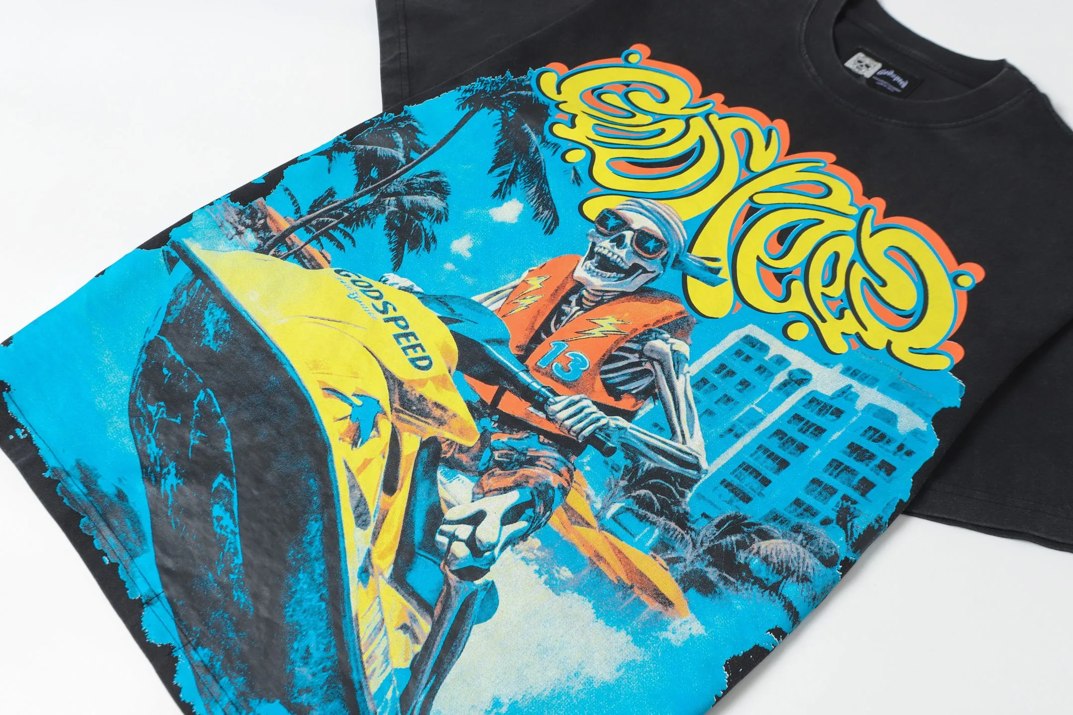 6081# Black ｜ Godspeed Retro T（ ） （fabric）：32 Sizes（size）：S-M-L-XL （colour）： Black 👉 👉