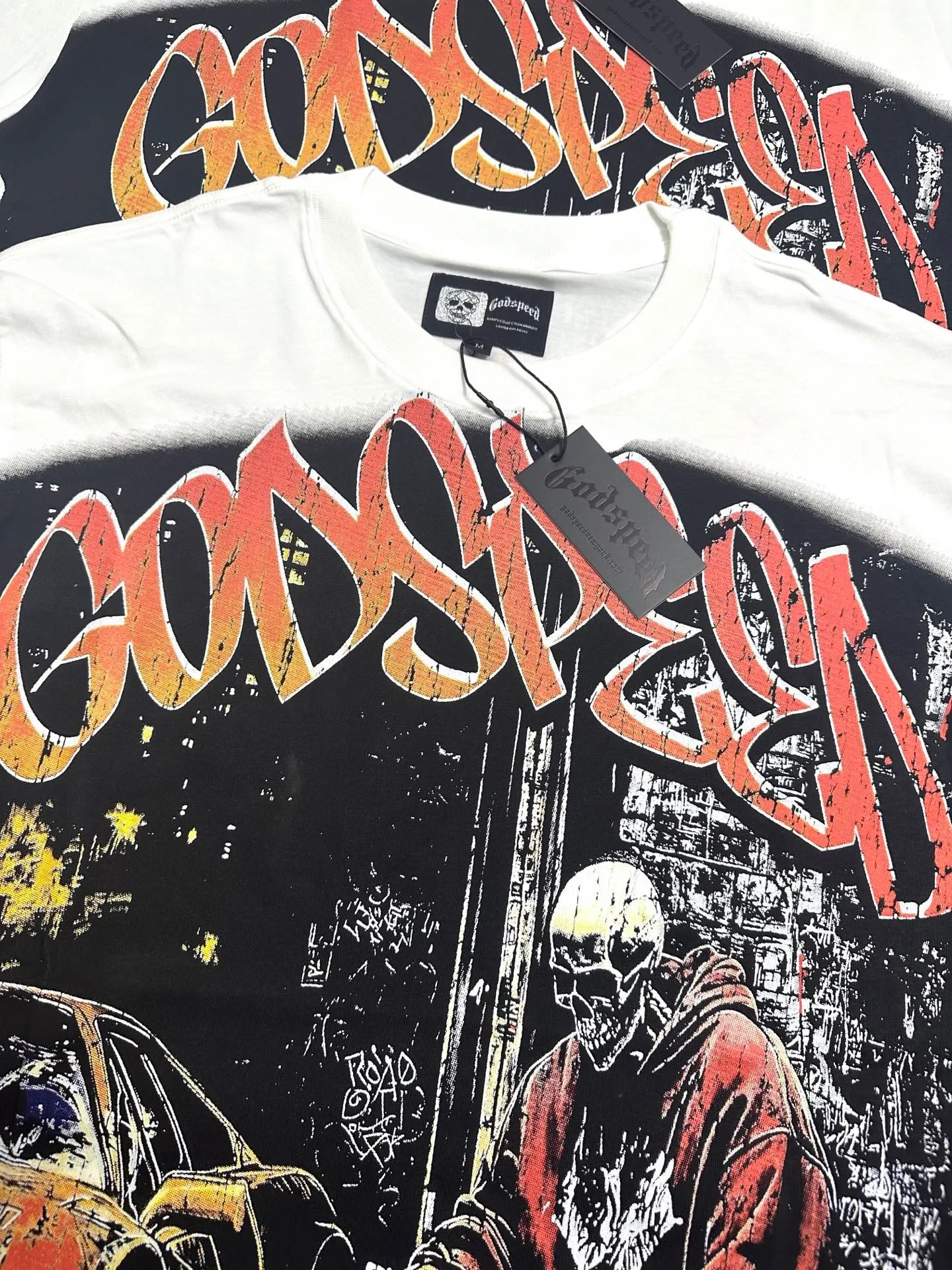 5147# White I Godspeed Retro T（ ） （fabric）：32 Sizes（size）：S-M-L-XL （colour）：White