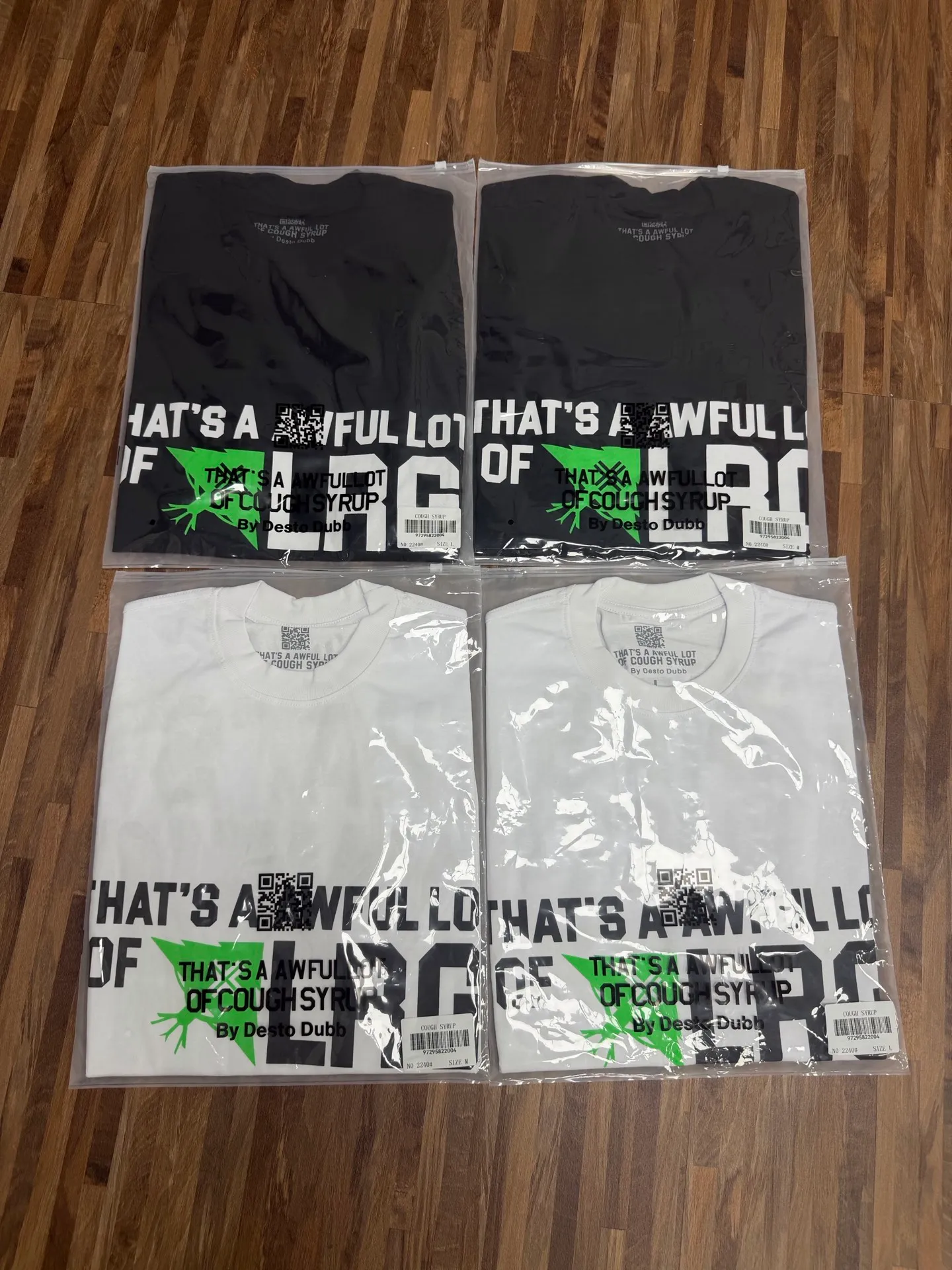2240# / Black ｜ THAT'S A AWFUL LOT OF COUGH SYRUP In Stock T （fabric):32 Sizes（size）：S-M L X L （colour）： / Black