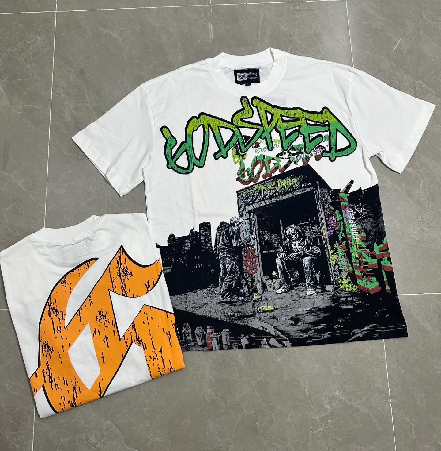 5318#White I Godspeed Retro T（ ） （fabric）：32 Sizes（size）：S-M-L-XL （colour）：White