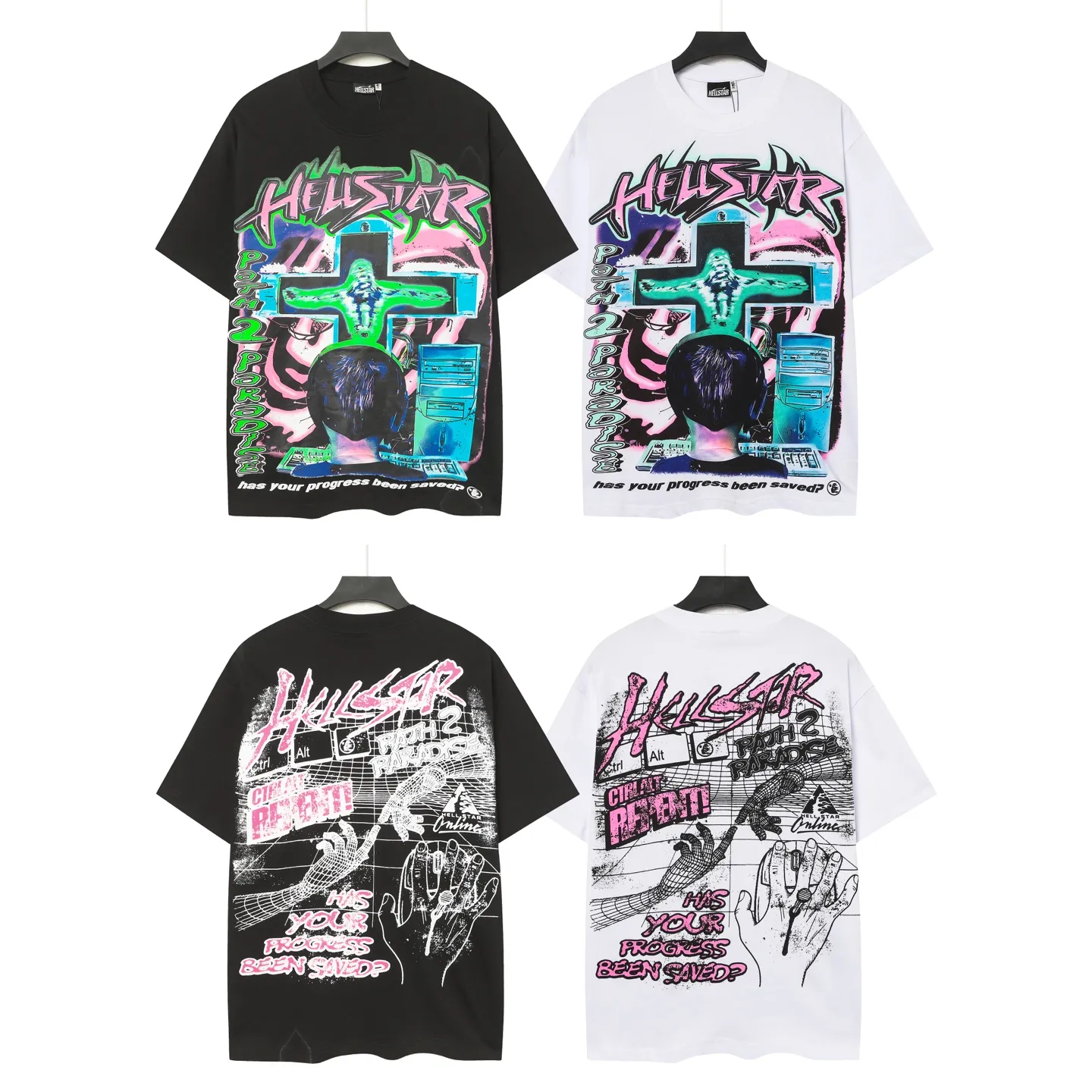 #White/Black ｜ In Stock Hellstar 、 T （fabric):32 Sizes（size）：S-M L X L （colour）：White、Black