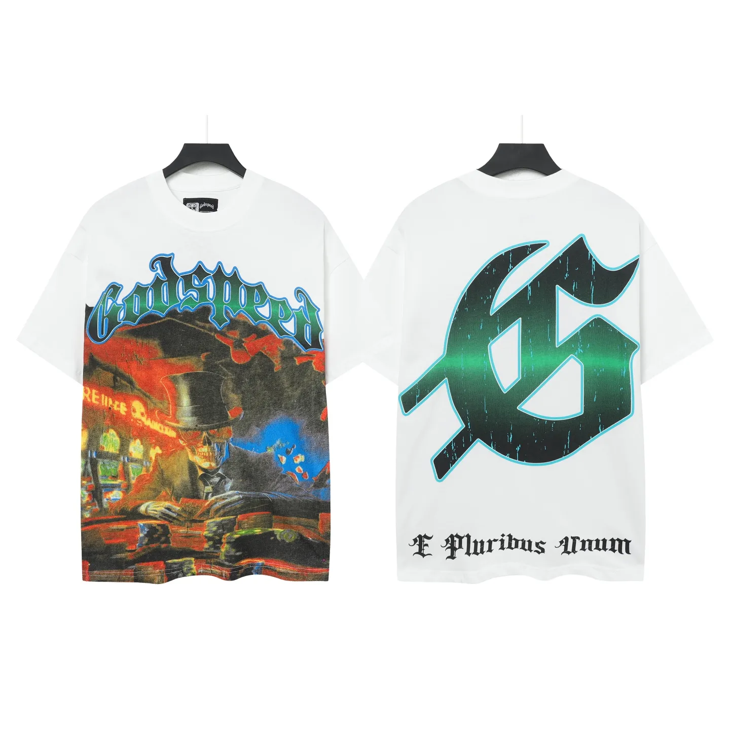 5060#White Godspeed Retro T（ ） （fabric）：32 Sizes（size）：S-M-L-XL （colour）：White