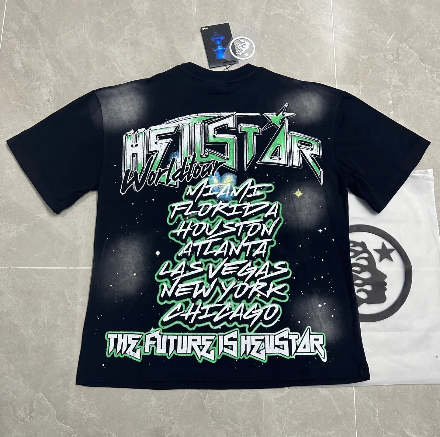 116# Black ｜ In Stock Hellstar T （fabric):32 Sizes（size）：S-M L X L （colour）： Black