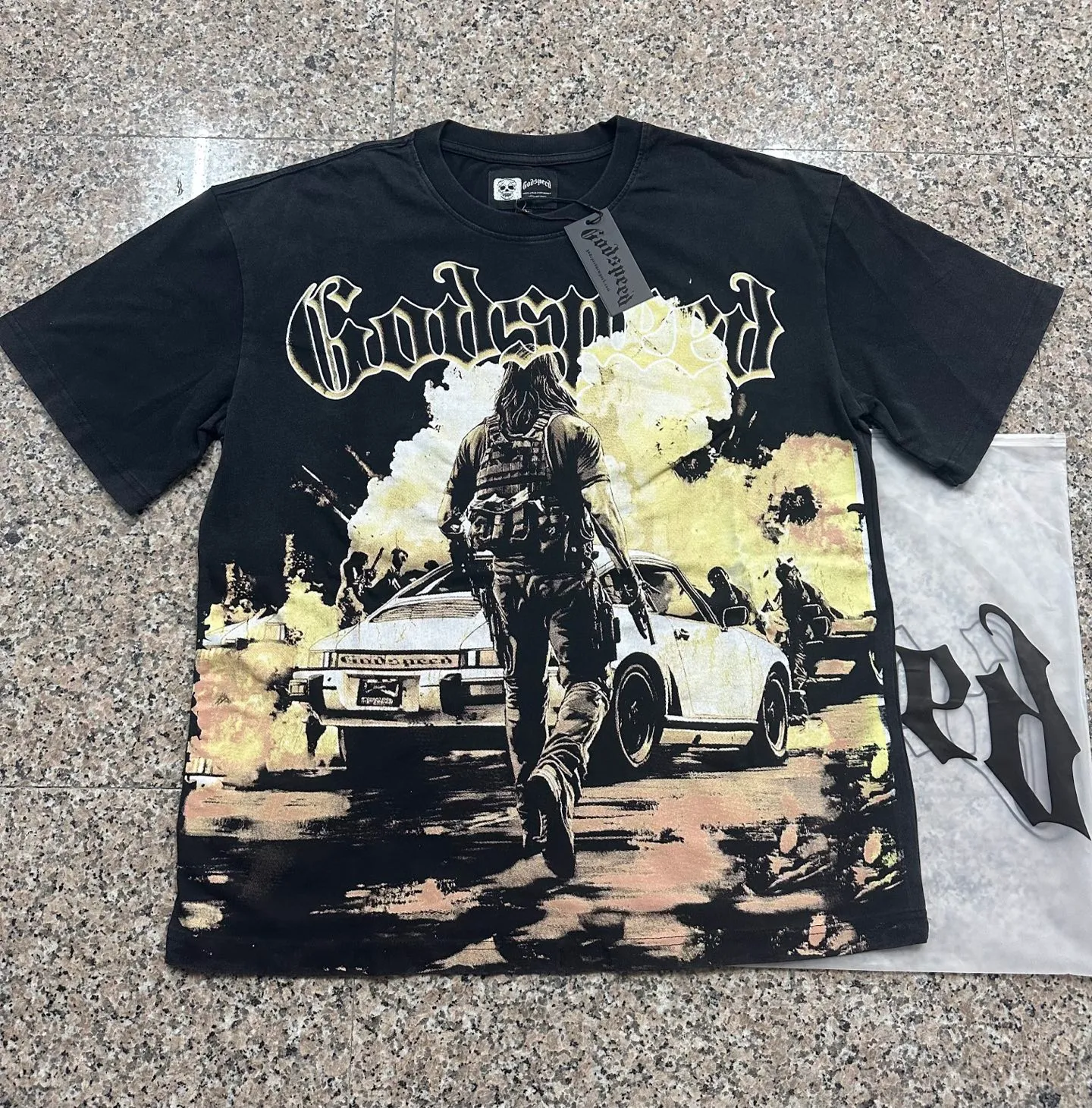 6137# Black I In Stock （ ） Godspeed Retro T（ ） （fabric）：32 Sizes（size）：S-M-L-XL （colour）： Black