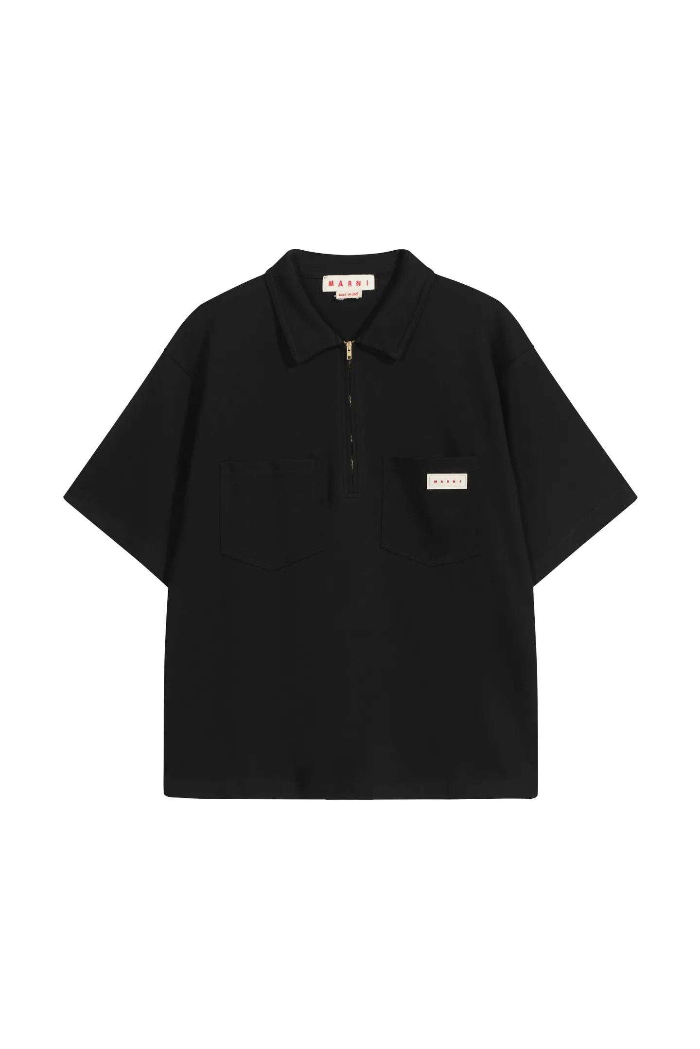 Black In Stock 🚨 3273#Marni Double pocket zipper POLO short-sleeved T-shirt Black 46 yards 48 yards 50 yards 52 yards Product number: 3273#18017011
