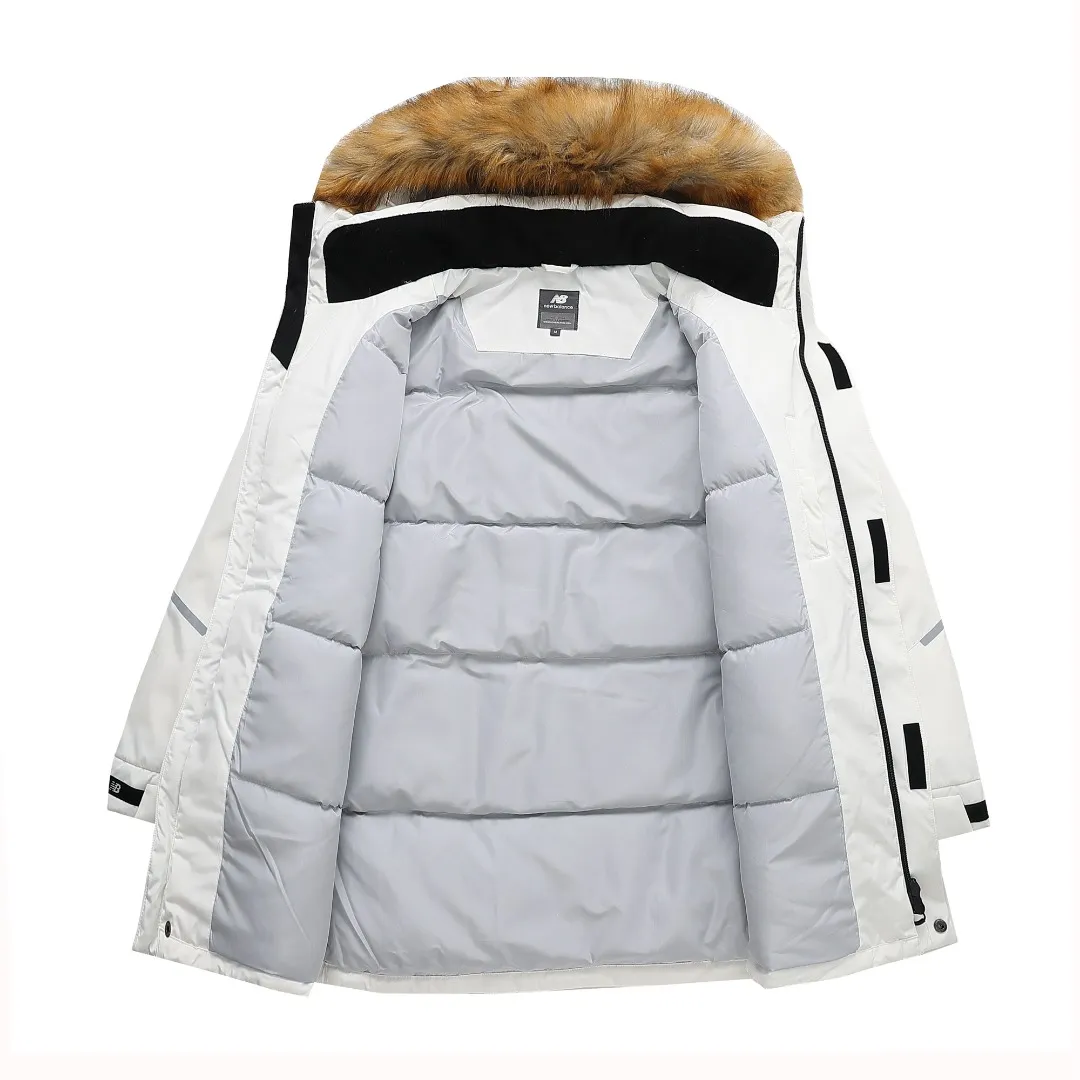 Top version New Balance new balance extreme cold outdoor in winter! Resist the cold winter! No pressure at dozens of degrees below zero! Big fur collar! 3m reflective strip logo on the back mid-length ceiling 90 down content gray duck down mid-length couple style unisex down jacket!] [No. 1 in nb Down Jacket Series! 7000+ sales! 55,000 wanted! Safe Hot Sale!] a 8703 [Sweet or salty Korean order New Balance mid-length down jacket] [Top and best national standard 90 gray duck down super large fill power] New Balance/new balance/nb magnet suction cup design! Self-heating fur collar! New Balance new balance Extremely cold outdoor in winter! Withstand the cold winter! No pressure at tens of degrees below zero! Big fur collar! 3m reflective strip logo on the back, mid-length ceiling 90 down content gray duck down mid-length couple style unisex down jacket! Japanese and Korean men and women couple style winter warm, snowproof, waterproof and windproof casual color. Black. White sizi. See the picture at the end