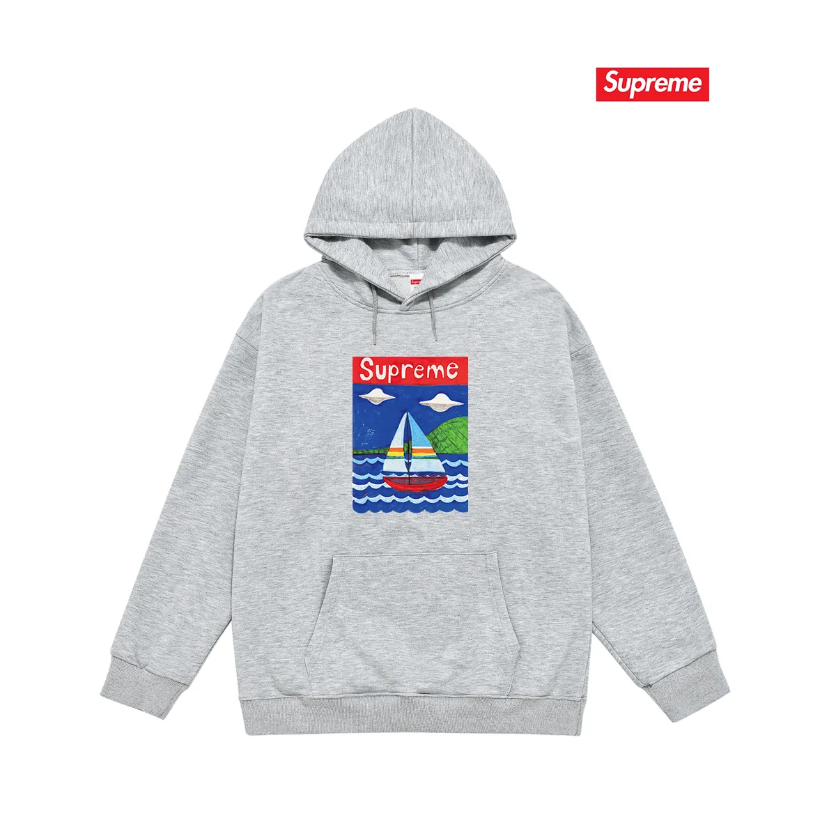 S 2033 # P 85💰 P 90💰 Supreme SS 20 Week 8 Sailboat Tee 400 430 Quality💥 Same Style ：Black White Gray Size：S M L XL XXL