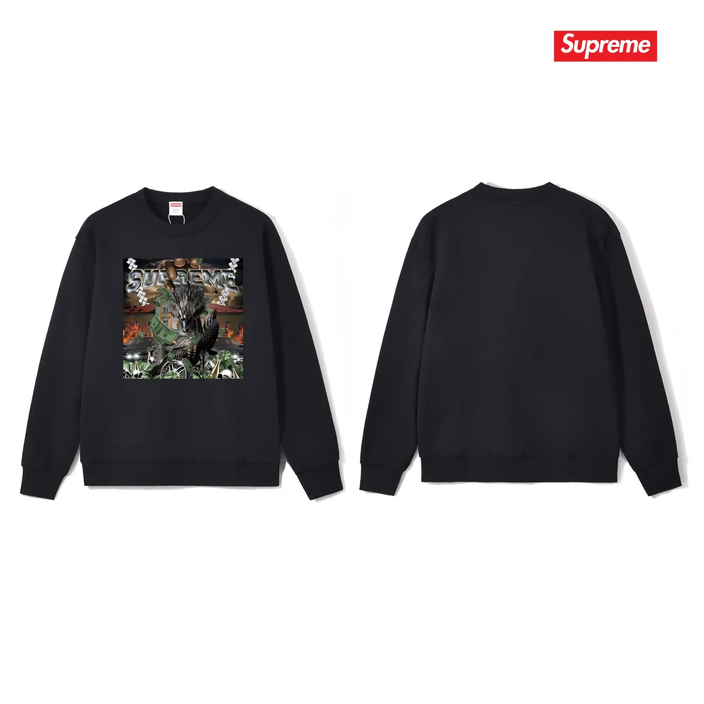 S 1022 # p 80💰 Supreme Week 8 Dragon Tee 400 Quality💥 Same Style ：Black White Gray Size：S M L XL XXL