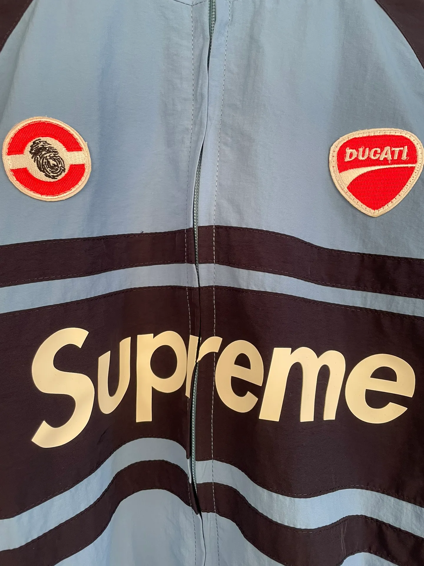 Style No.: 8102 Supreme x Ducati Joint Series Functional Racing Style Suit Windbreaker Jacket Size: S M L XL Color: Blue Jacket