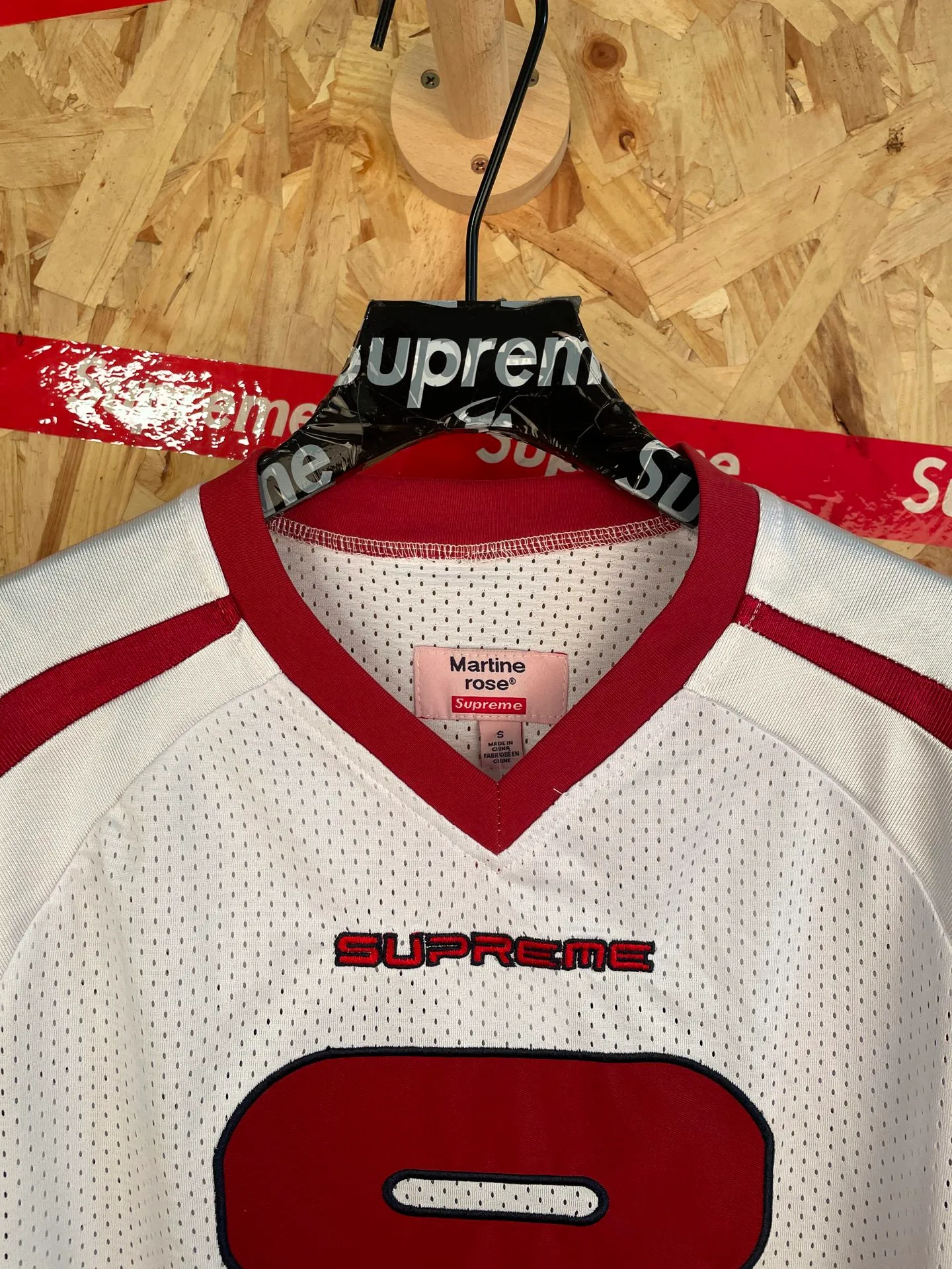 Style number: 8188 supreme co-branded embroidered mesh stitching star Same Style short-sleeved T-shirt Color: Black White Size: S-XL