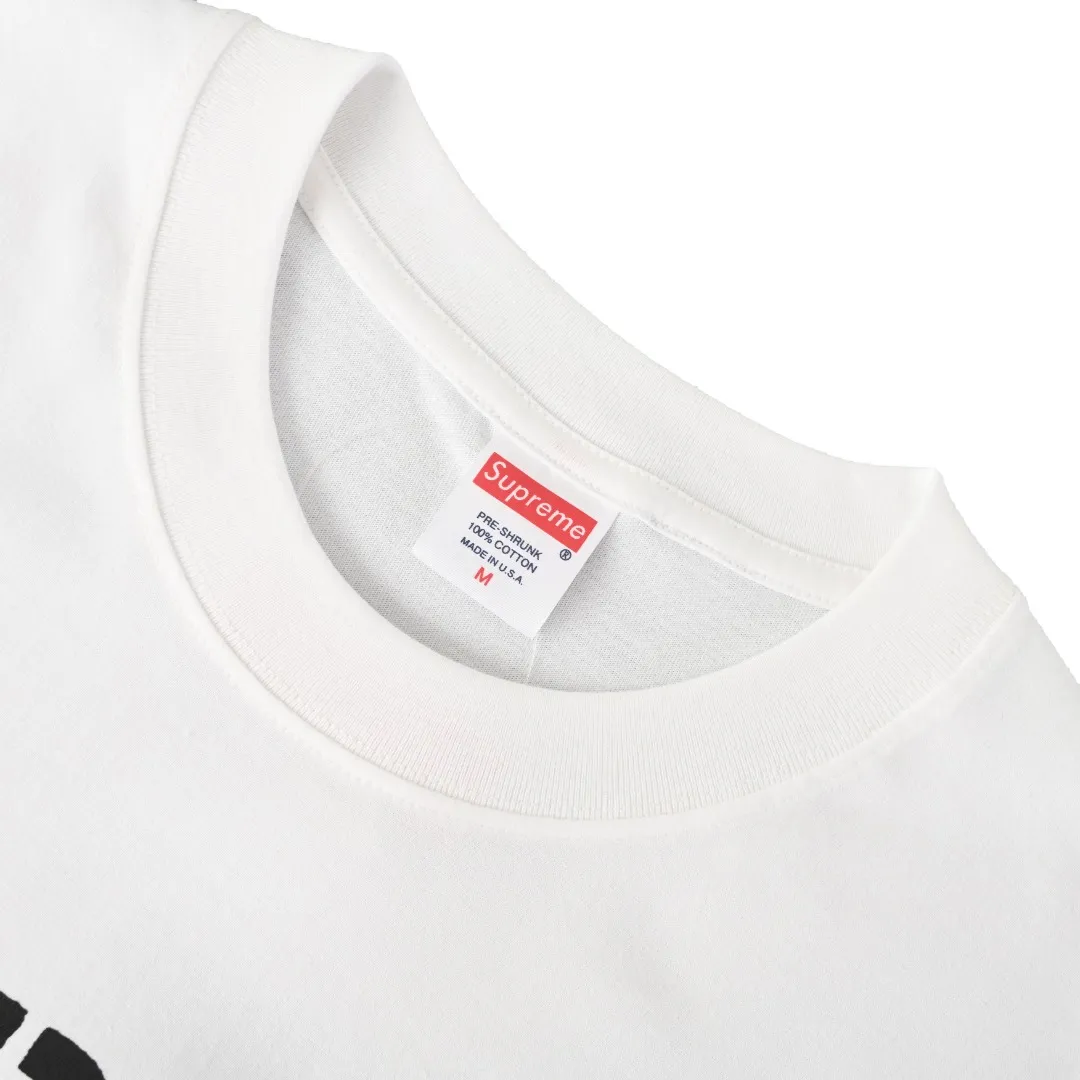 SUPREME Spring Limited Distressed Letter Printed Round Neck Short Sleeve T-shirt Color: White Black Wearing Style: Round Neck Fabric: Cotton Men and Women Same Style Size: S M L XL
