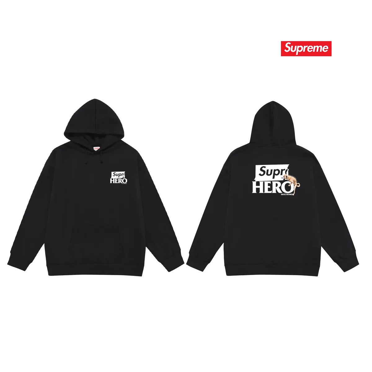 S 2018 # P 85💰 P 90💰 Supreme ANTIHERO Series SS 22 Week 17 Antihero Dog Tee Logo 400 430 Quality💥 Same Style ：Black White Gray Size：S M L XL XXL