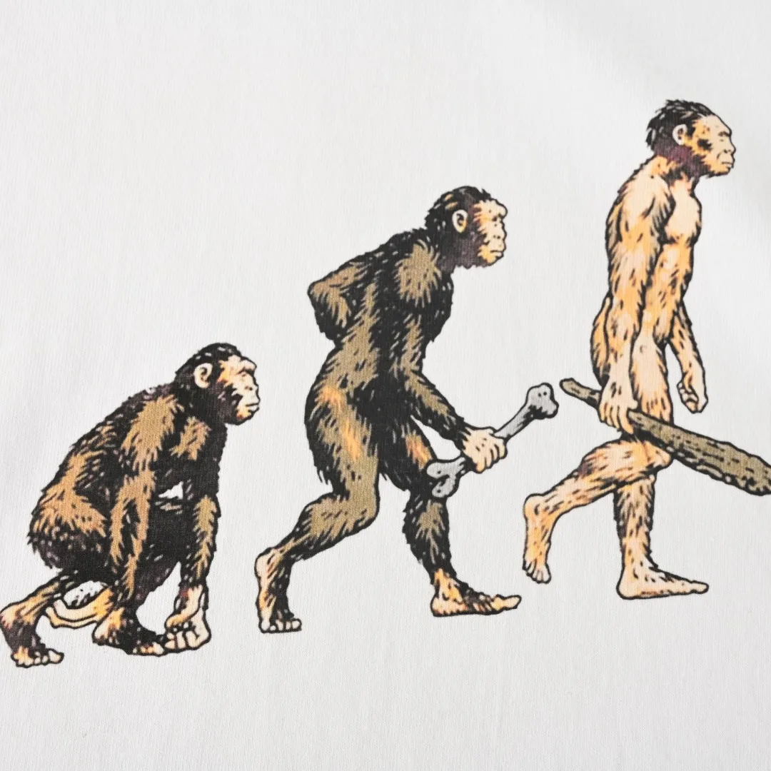 SUPREME Evolutionary History Pattern Printed Round Neck Short Sleeve T-shirt Color: White Black Wearing Style: Round Neck Fabric: Cotton Men and Women Same Style Size: S M L XL