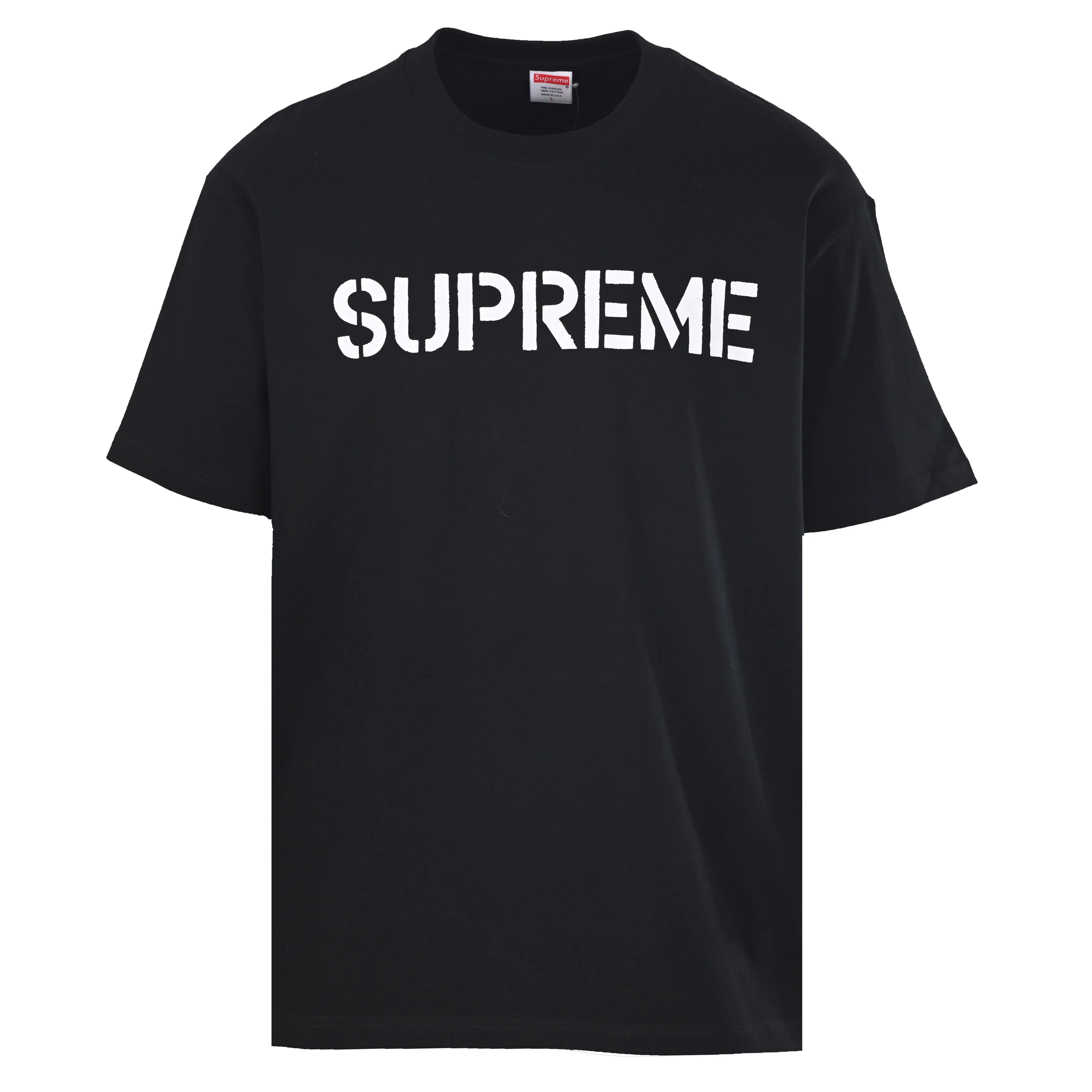 SUPREME Spring Limited Distressed Letter Printed Round Neck Short Sleeve T-shirt Color: White Black Wearing Style: Round Neck Fabric: Cotton Men and Women Same Style Size: S M L XL