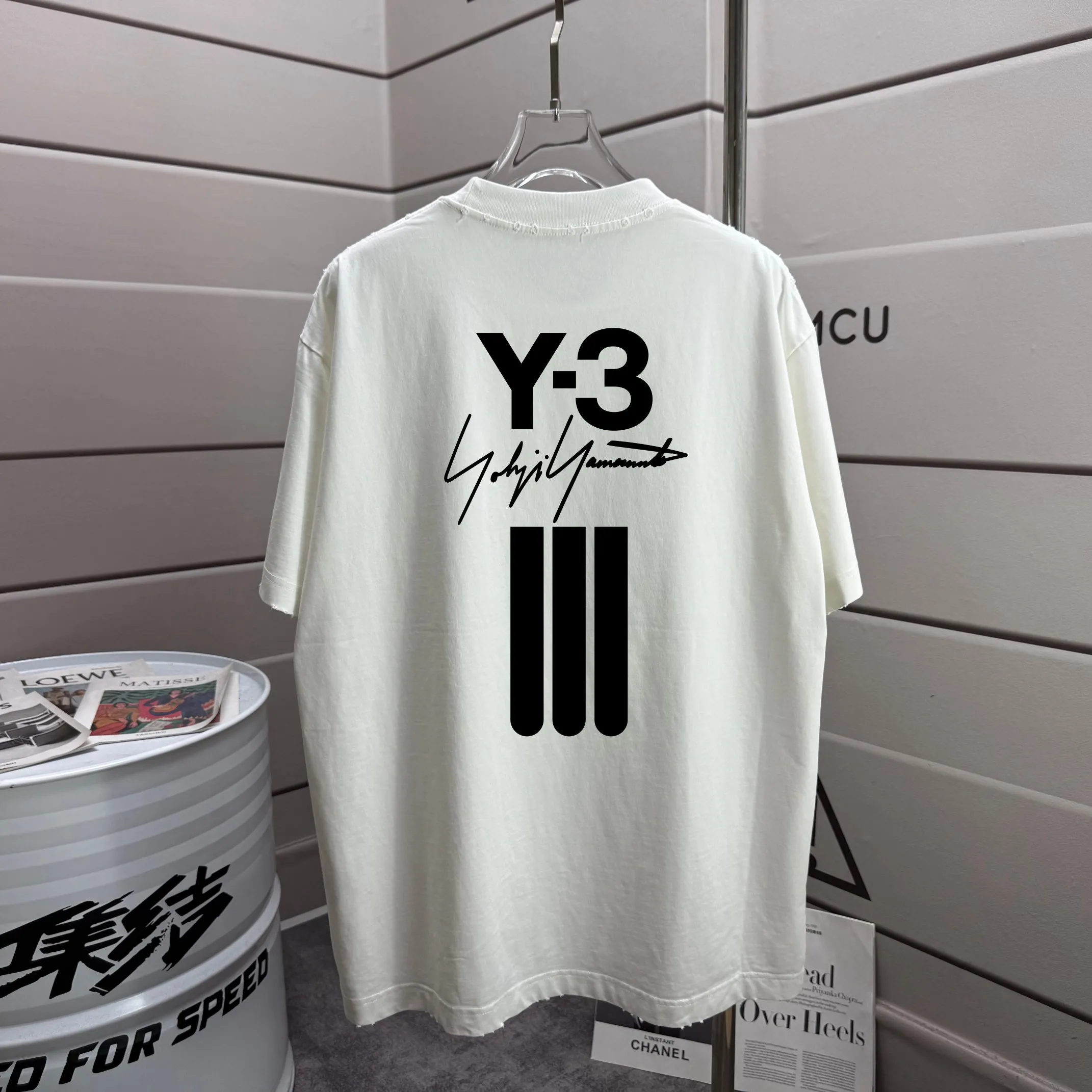 # 95 Y 3*Yamamoto*Yoji 2026 Spring and Summer New Arrival Washed and worn Round neck short-sleeved tee Men's and Women's Same Style Loose version Color: Washed black Washed white Washed gray Brown Size: S M L XL XXL Size: S (90-130 pounds) M (120-150 pounds) L (140-165 pounds) XL (160-180 pounds) XXL (180 pounds)