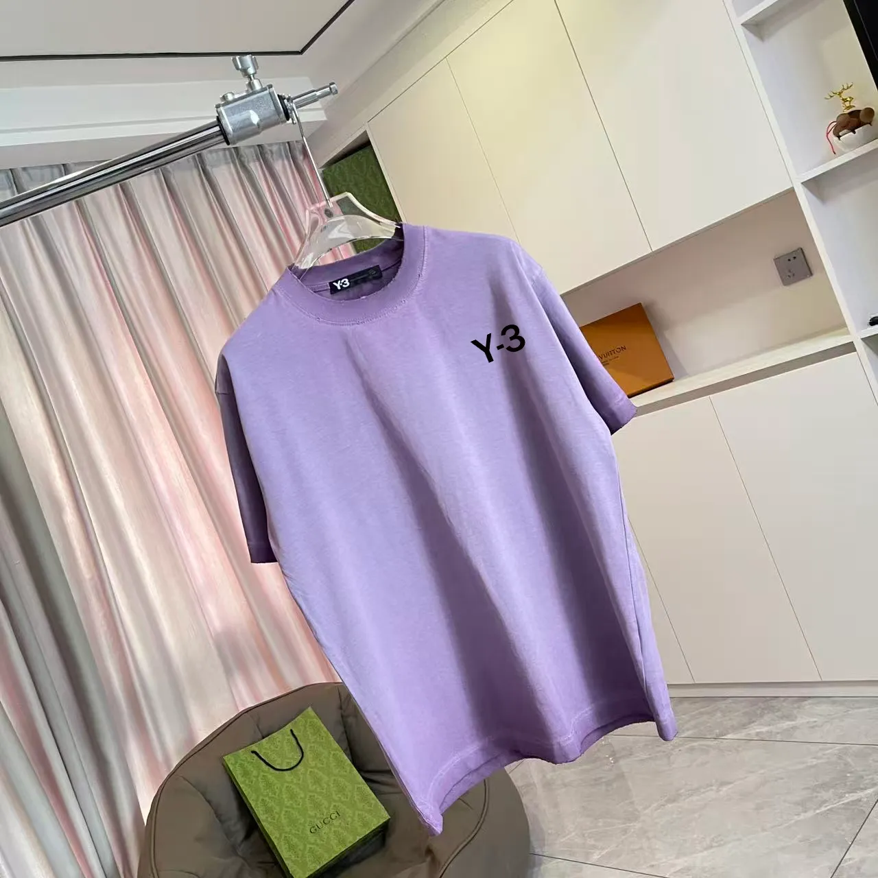 Y-3 2026 Summer New Arrival Washed, distressed, personalized letter logo print, short-sleeved T-shirt, customized fabric g Men and women Same Style Size: S M L XL XXL Five sizes Color: Black White Purple Gray