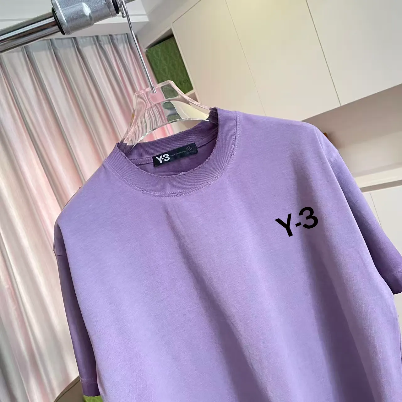 Y-3 2026 Summer New Arrival Washed, distressed, personalized letter logo print, short-sleeved T-shirt, customized fabric g Men and women Same Style Size: S M L XL XXL Five sizes Color: Black White Purple Gray