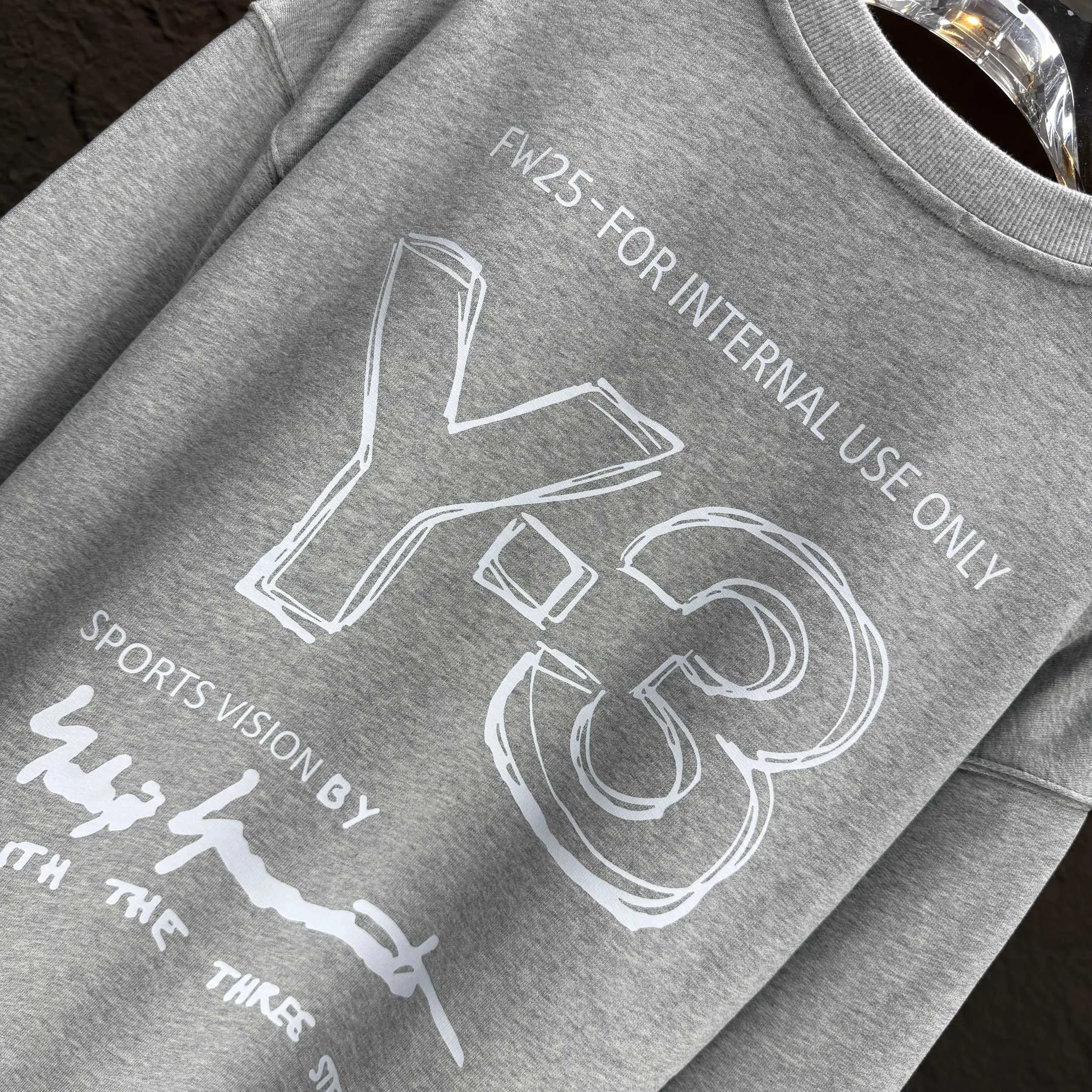 Y 3 Yohji Yamamoto 2025 Autumn and Winter New Arrival crew neck sweatshirt gram terry cotton letter logo print Color: Black White Gray Sizes: S M L XL XXL