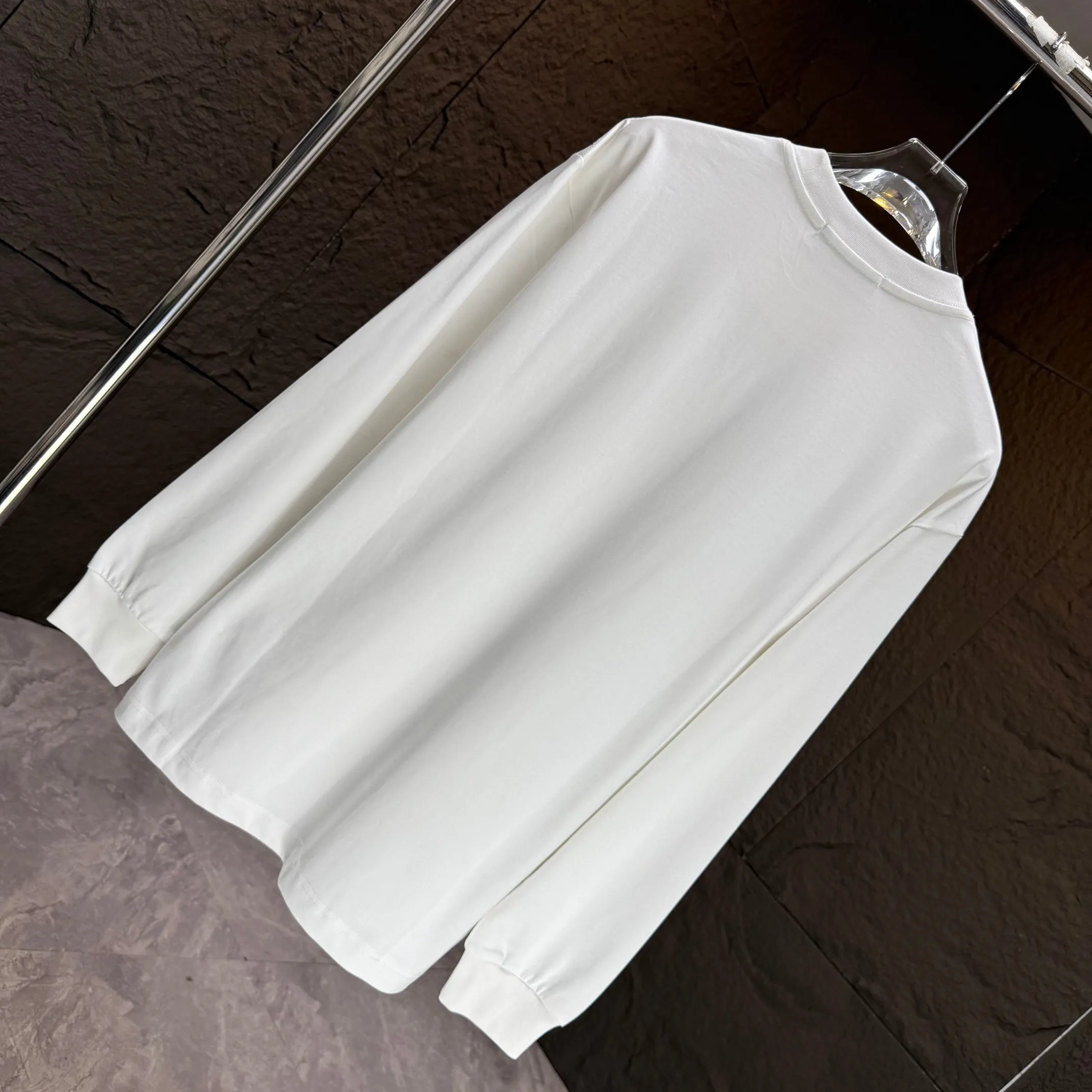 Y 3 Yohji Yamamoto 2025 Autumn and Winter New Arrival thick long-sleeved T-shirt gram pure cotton letter logo three-dimensional silicone Color: Black White Night Blue Sizes: S M L XL
